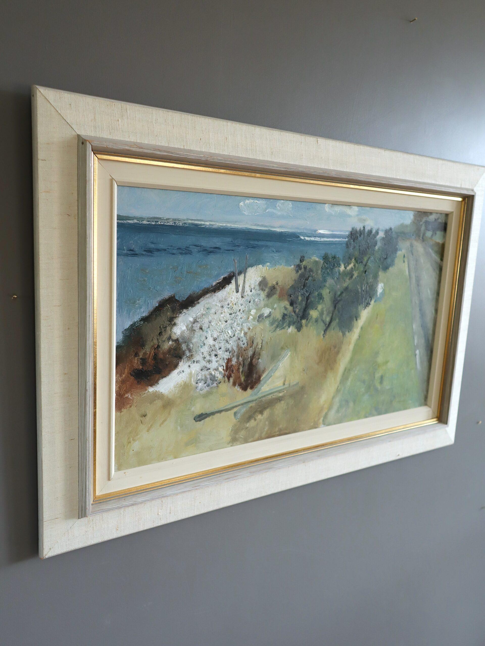 Mid Century Modern Swedish Expressive Landscape Oil Painting - Coastal Road For Sale 2