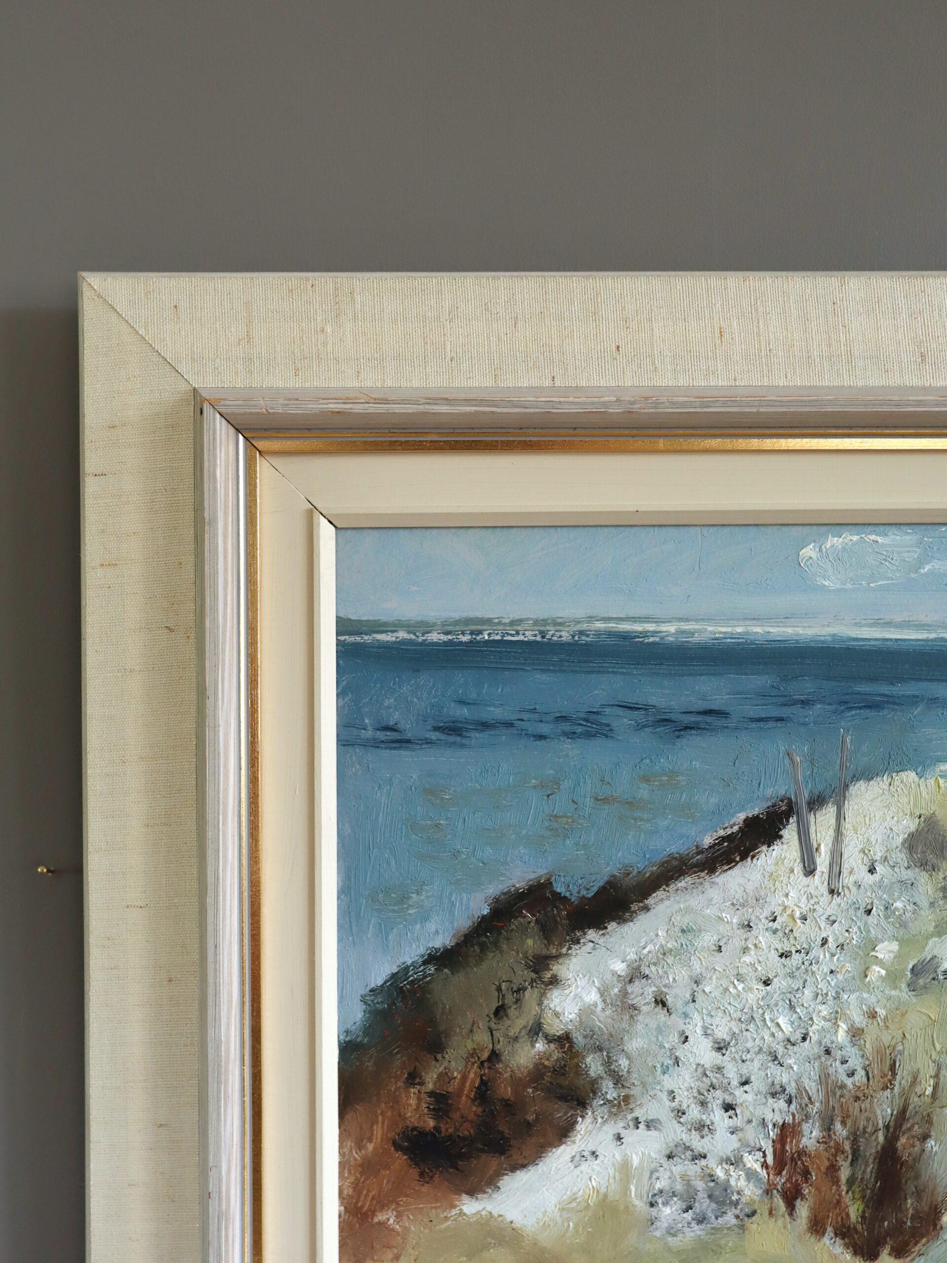 Mid Century Modern Swedish Expressive Landscape Oil Painting - Coastal Road For Sale 4