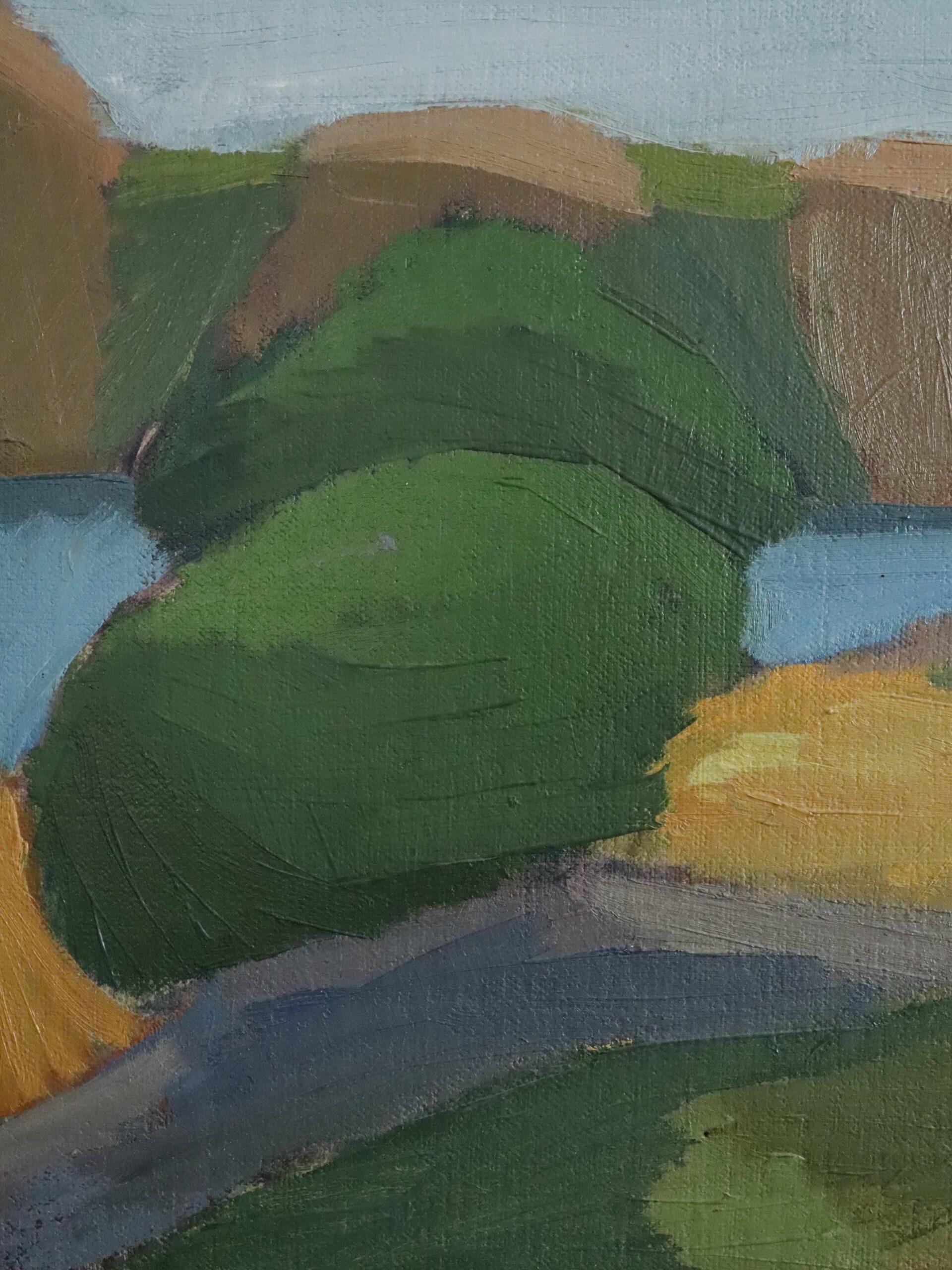 Mid Century Modern Schwedisch Ausdrucksvolle Landschaft Ölgemälde - Hillside Path im Angebot 5