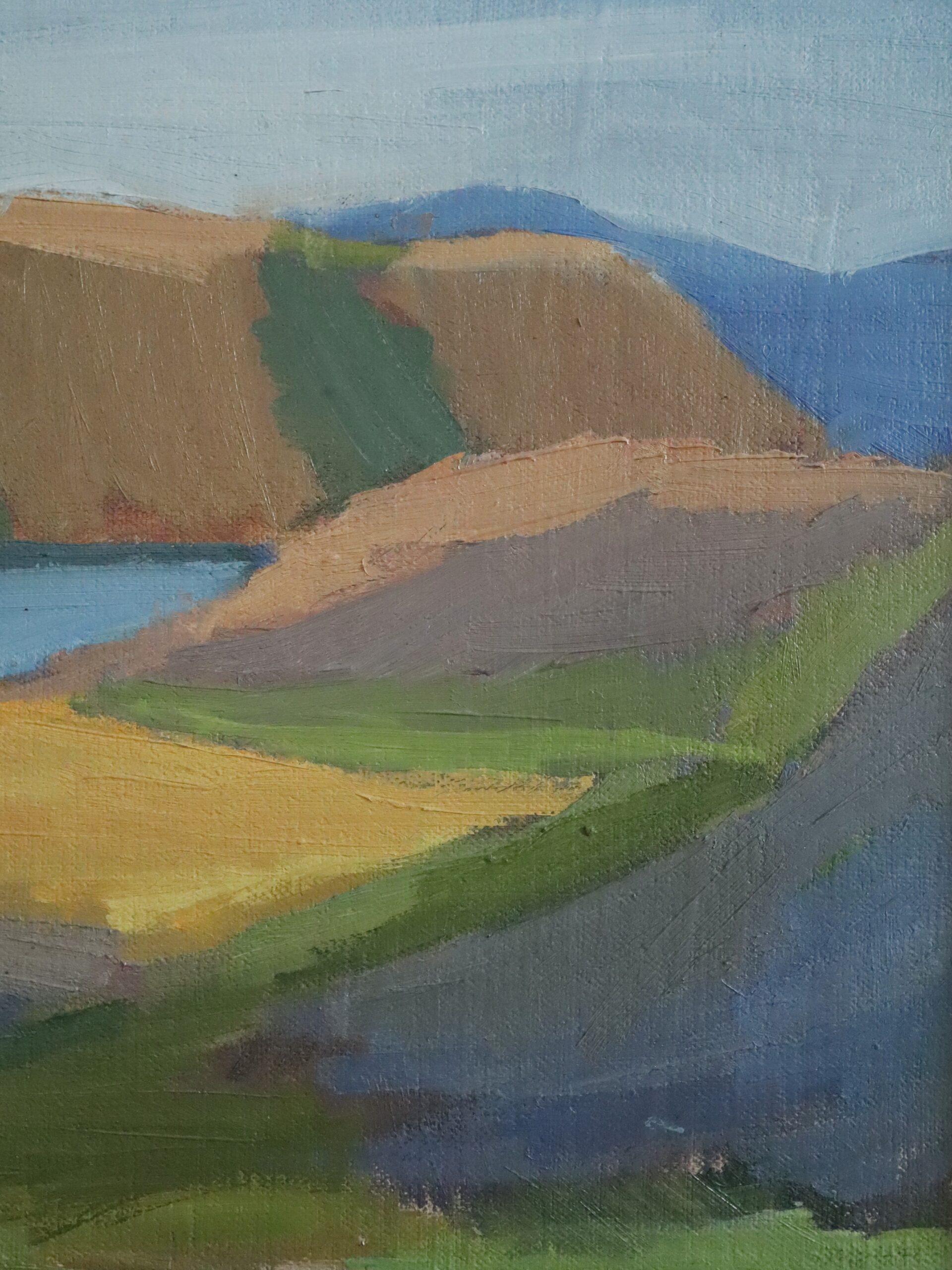 Mid Century Modern Schwedisch Ausdrucksvolle Landschaft Ölgemälde - Hillside Path im Angebot 4