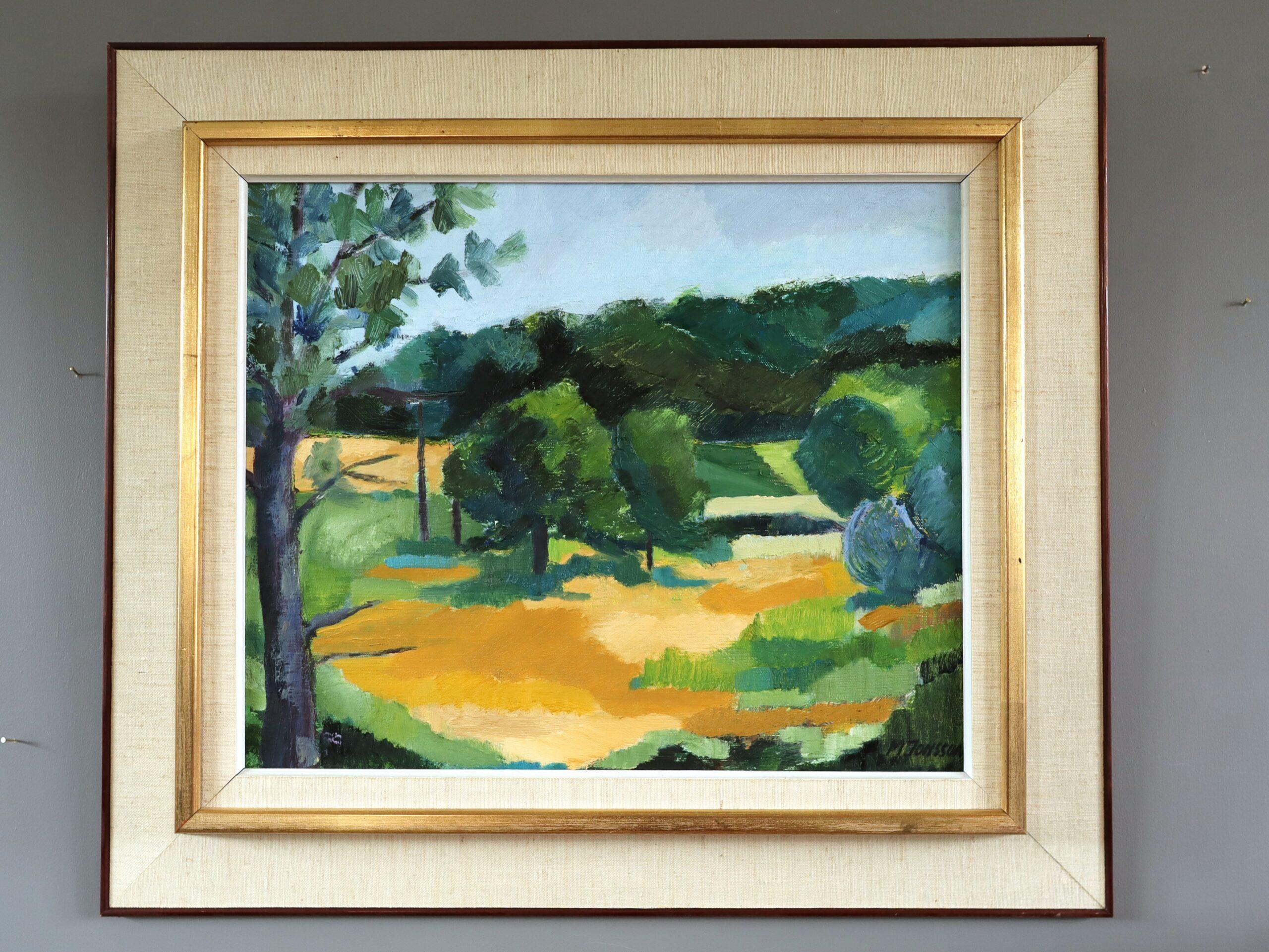 Pittura ad olio di un paesaggio espressivo svedese della metà del secolo scorso - Luce d'estate - Painting di Unknown
