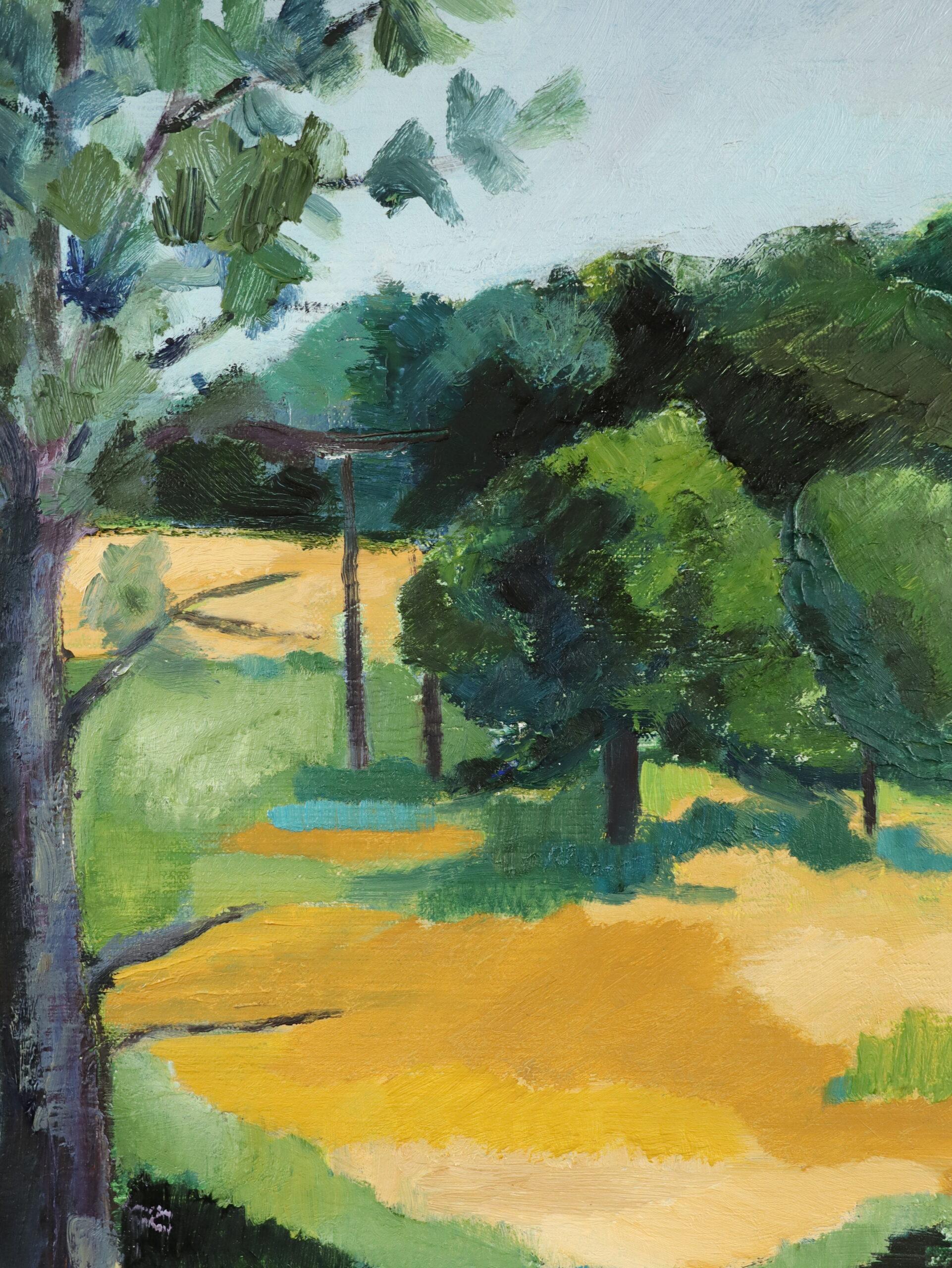 Pittura ad olio di un paesaggio espressivo svedese della metà del secolo scorso - Luce d'estate 2
