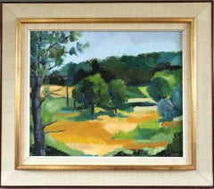 Pittura ad olio di un paesaggio espressivo svedese della metà del secolo scorso - Luce d'estate