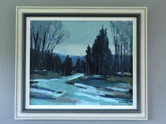 Mid Century Modern Swedish Expressive Landscape Oil Painting - Twilight Path