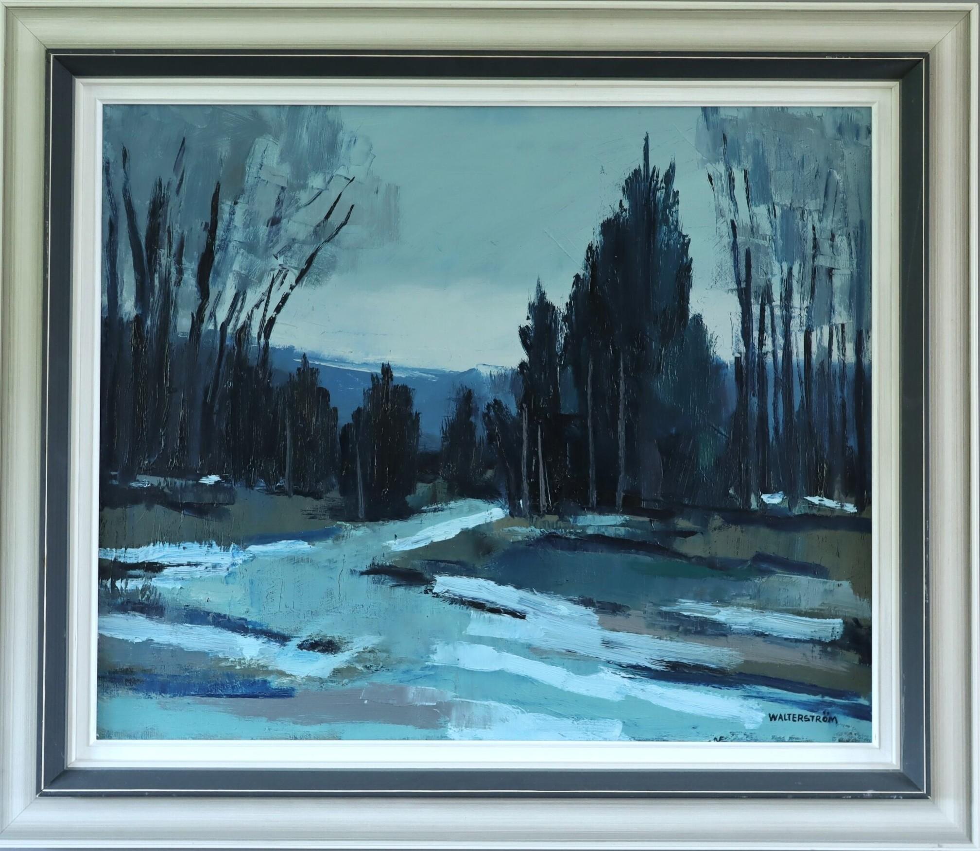 Mid Century Modern Swedish Expressive Landscape Oil Painting - Twilight Path