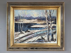 Mid Century Modern Swedish Expressive Landscape Oil Painting - Winter's Edge