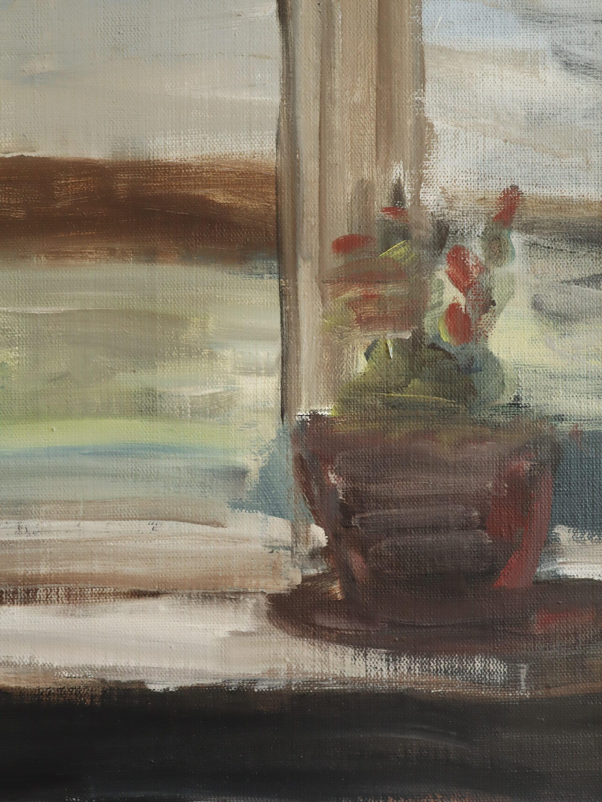 Mid Century Modern Swedish Expressive Still Life Oil Painting - Quiet Hours For Sale 9