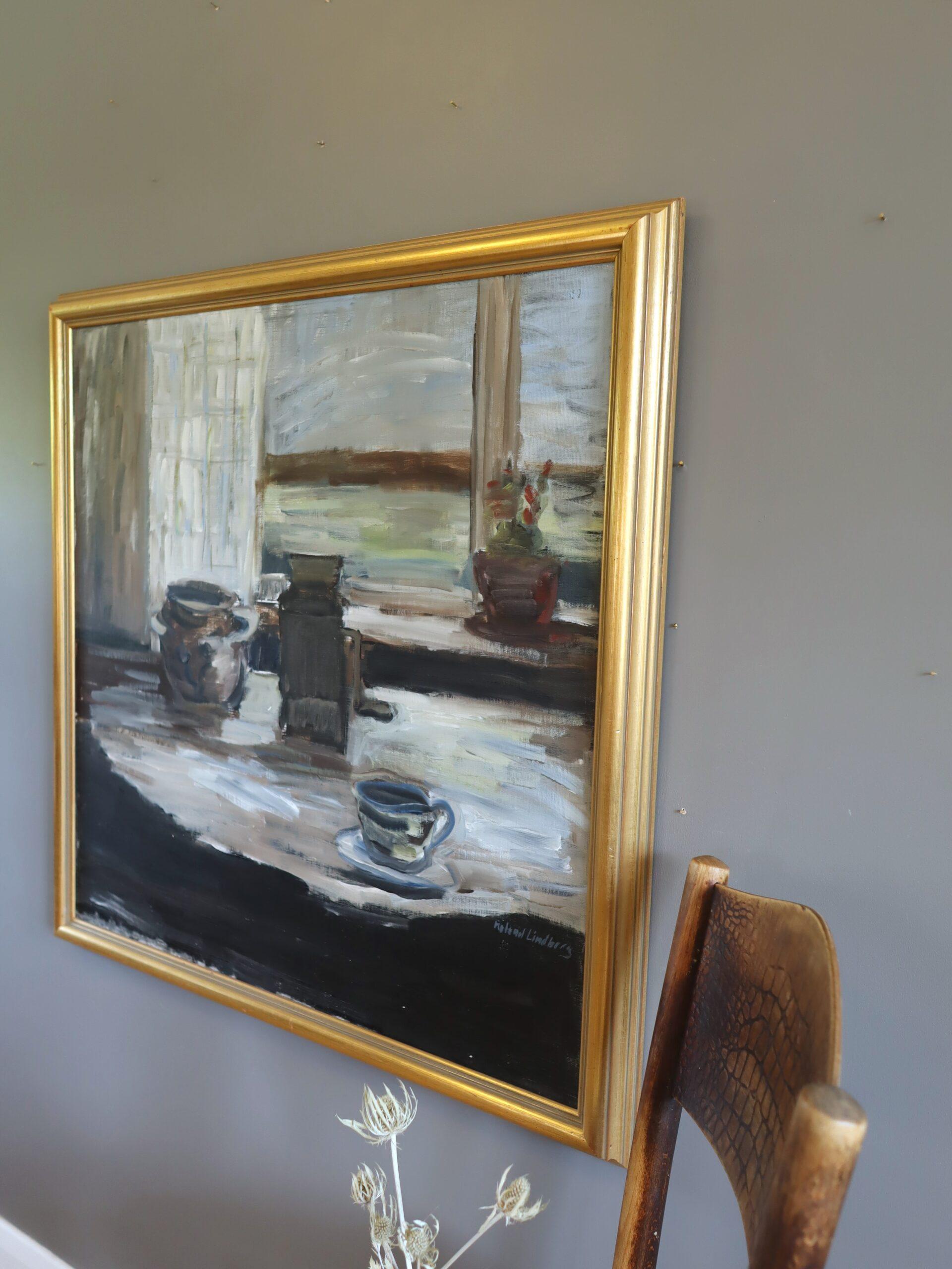 Mid Century Modern Swedish Expressive Still Life Oil Painting - Quiet Hours For Sale 2