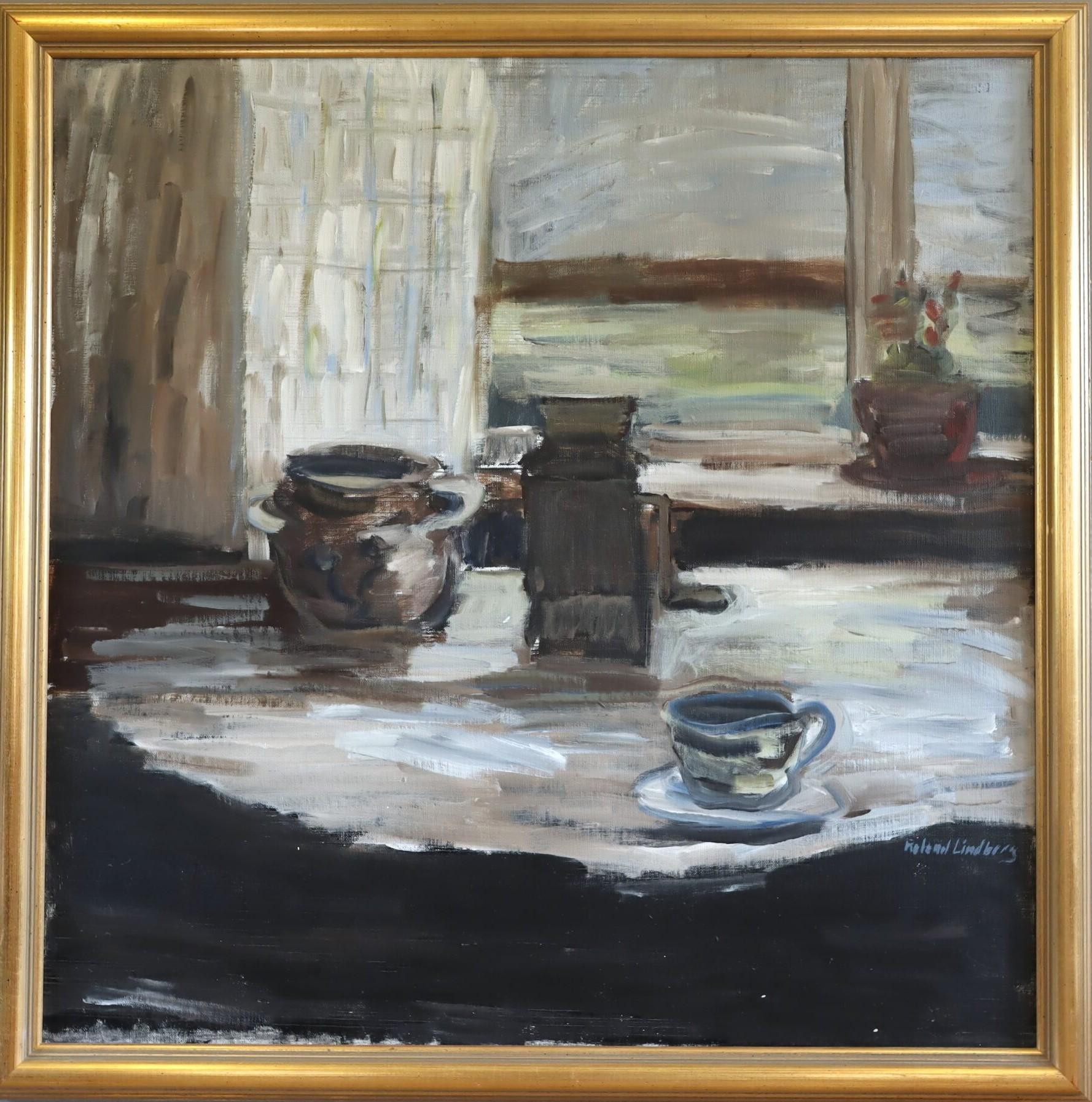 Unknown Still-Life Painting - Mid Century Modern Swedish Expressive Still Life Oil Painting - Quiet Hours