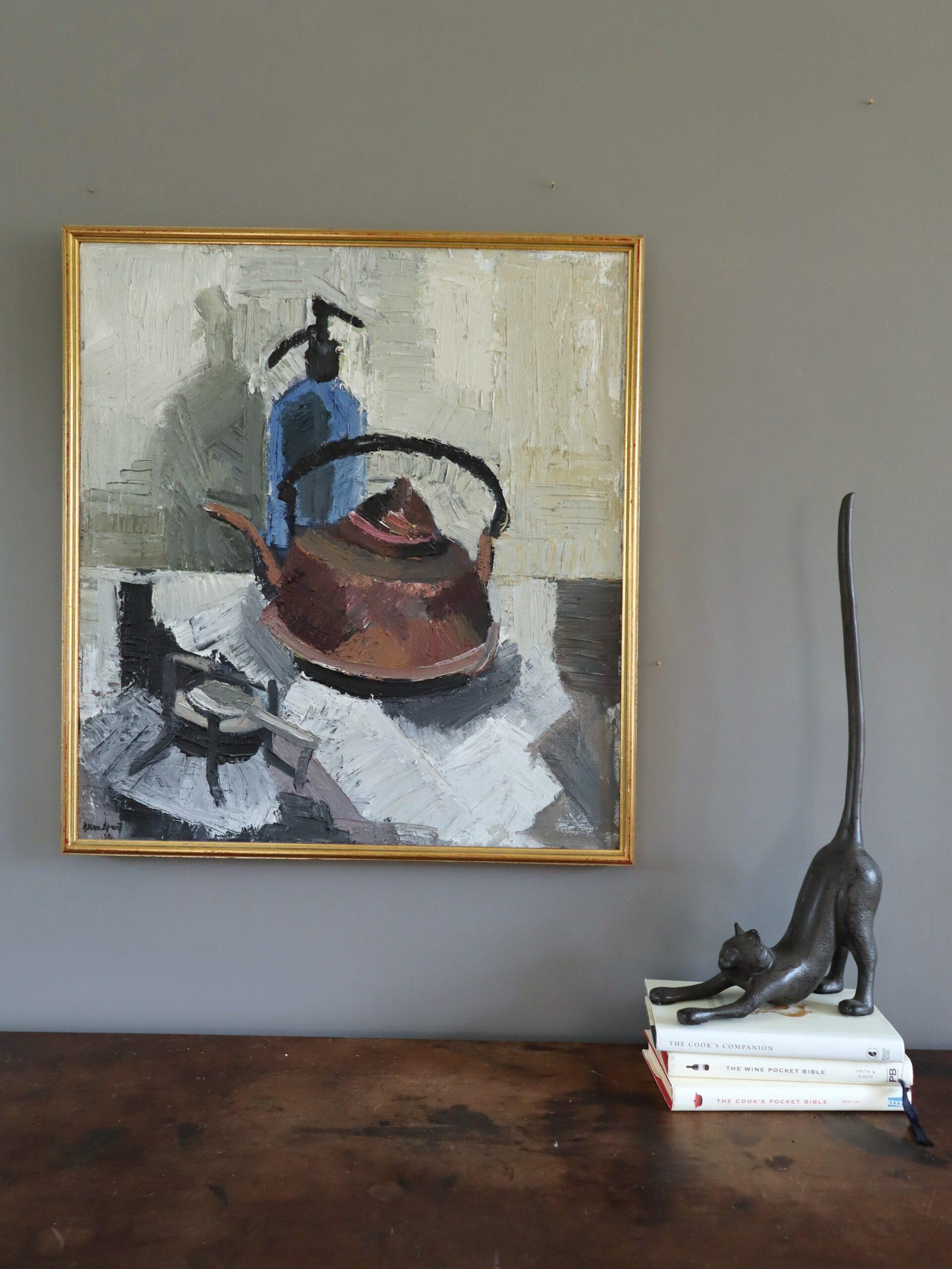 Nature morte suédoise expressive du milieu du siècle dernier - La bouilloire - Moderne Painting par Unknown