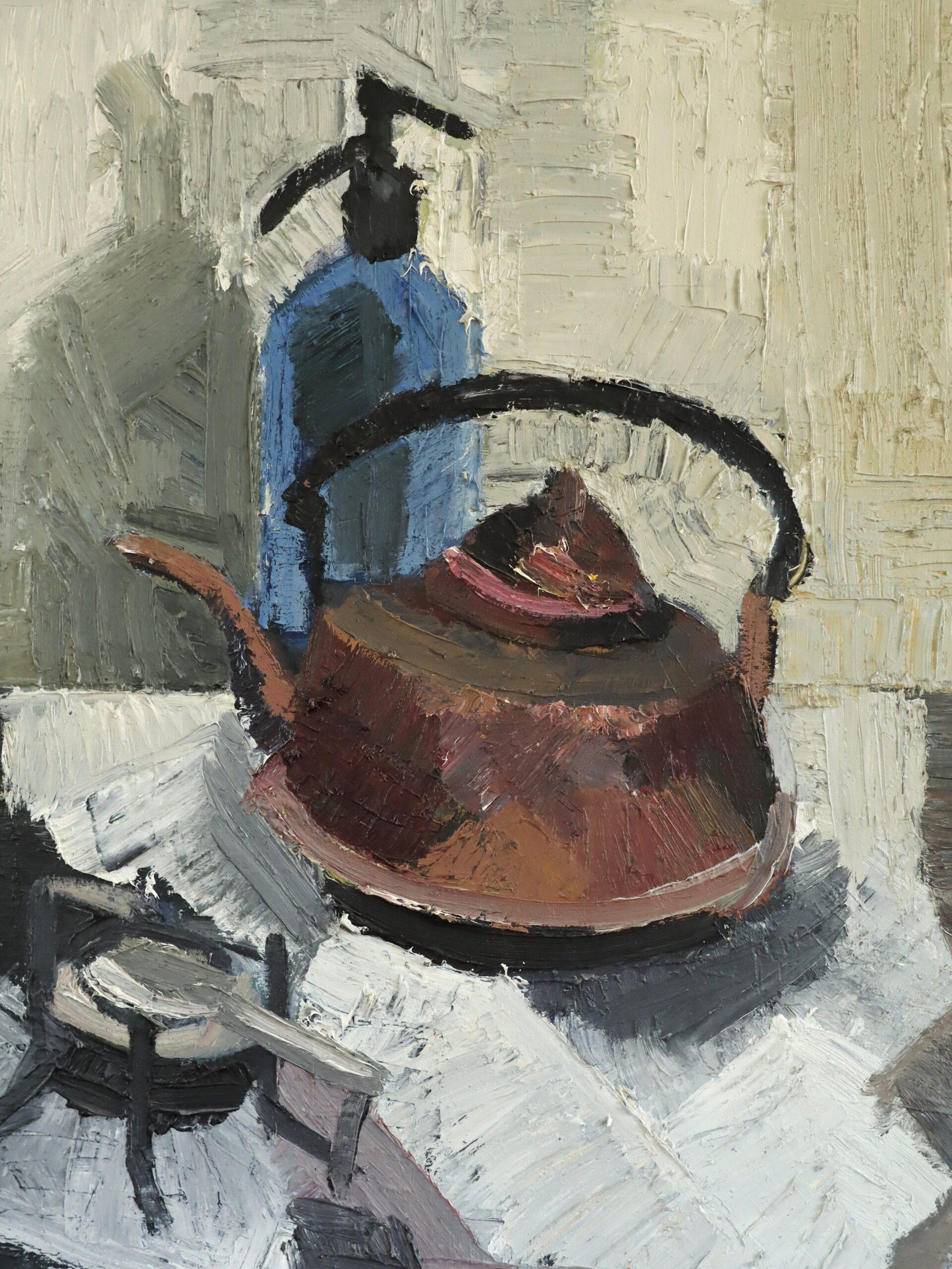 Nature morte suédoise expressive du milieu du siècle dernier - La bouilloire en vente 3