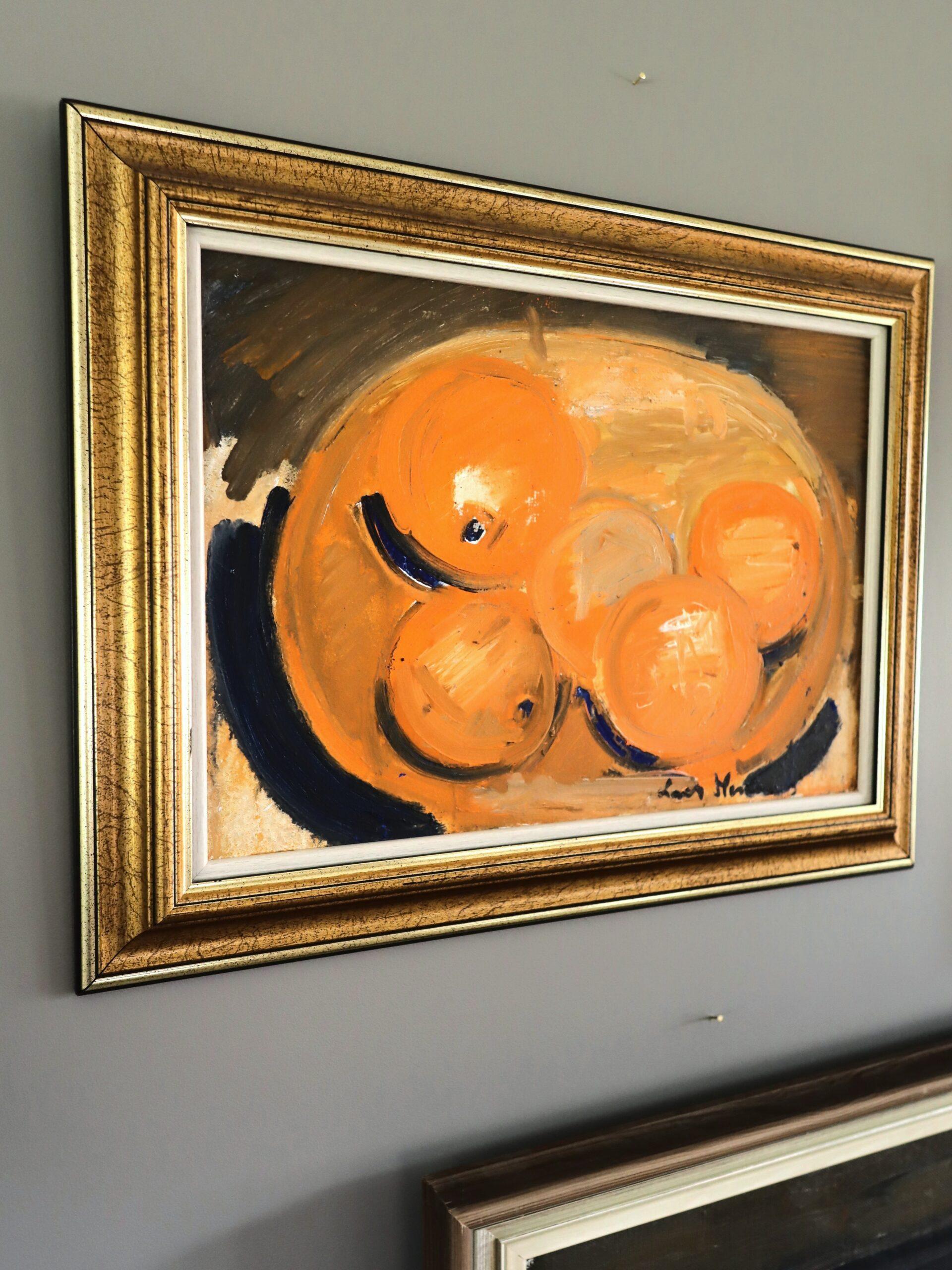Peinture à l'huile de nature morte suédoise expressive de style The Moderns - Zest - Marron Still-Life Painting par Unknown
