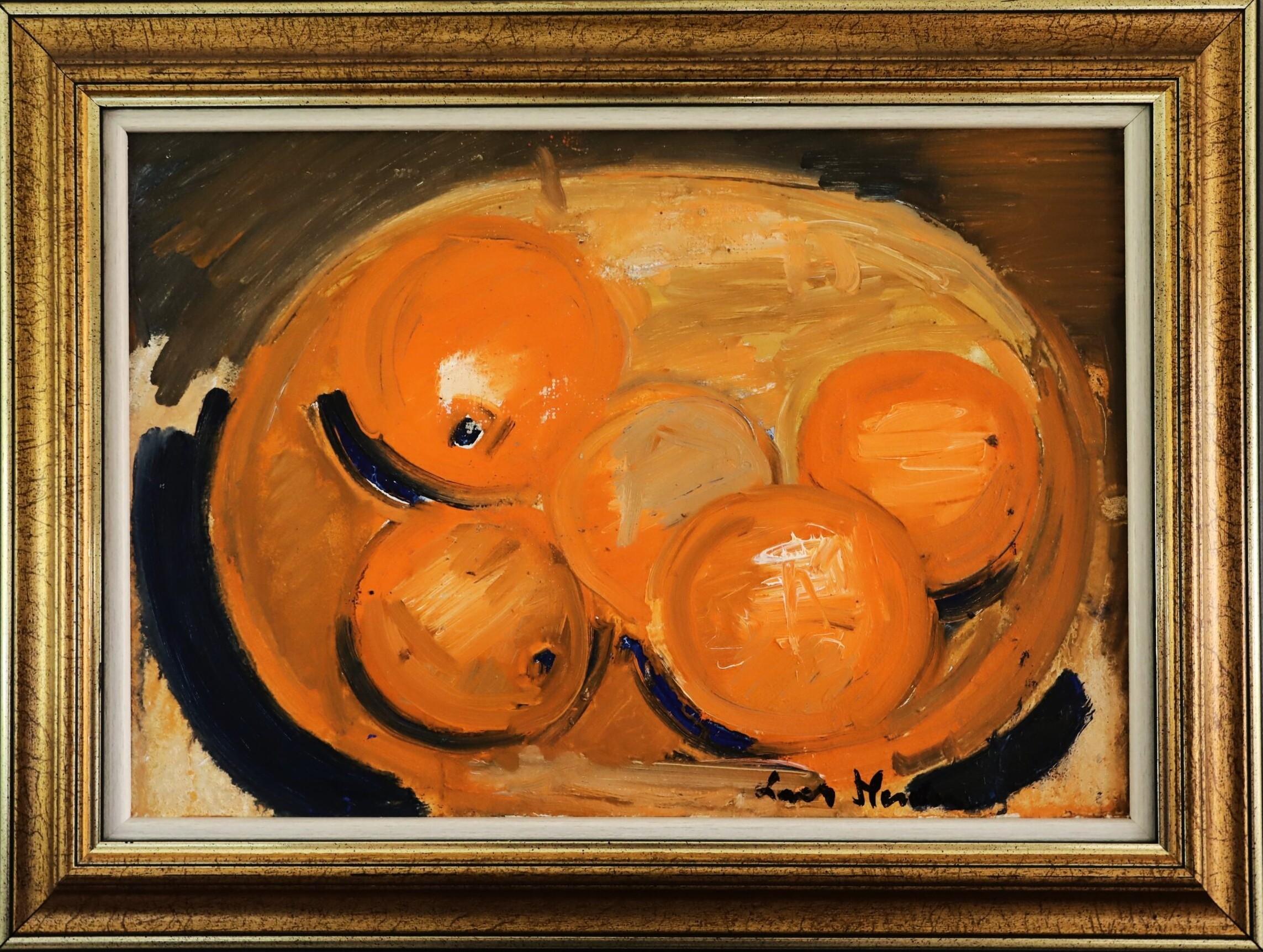 Schwedisches expressionistisches Stillleben, Ölgemälde, Mid-Century Modern, Zest