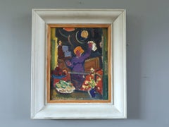 Mid Century Modern Swedish Figurative Interior Oil Painting - She Who Reaches