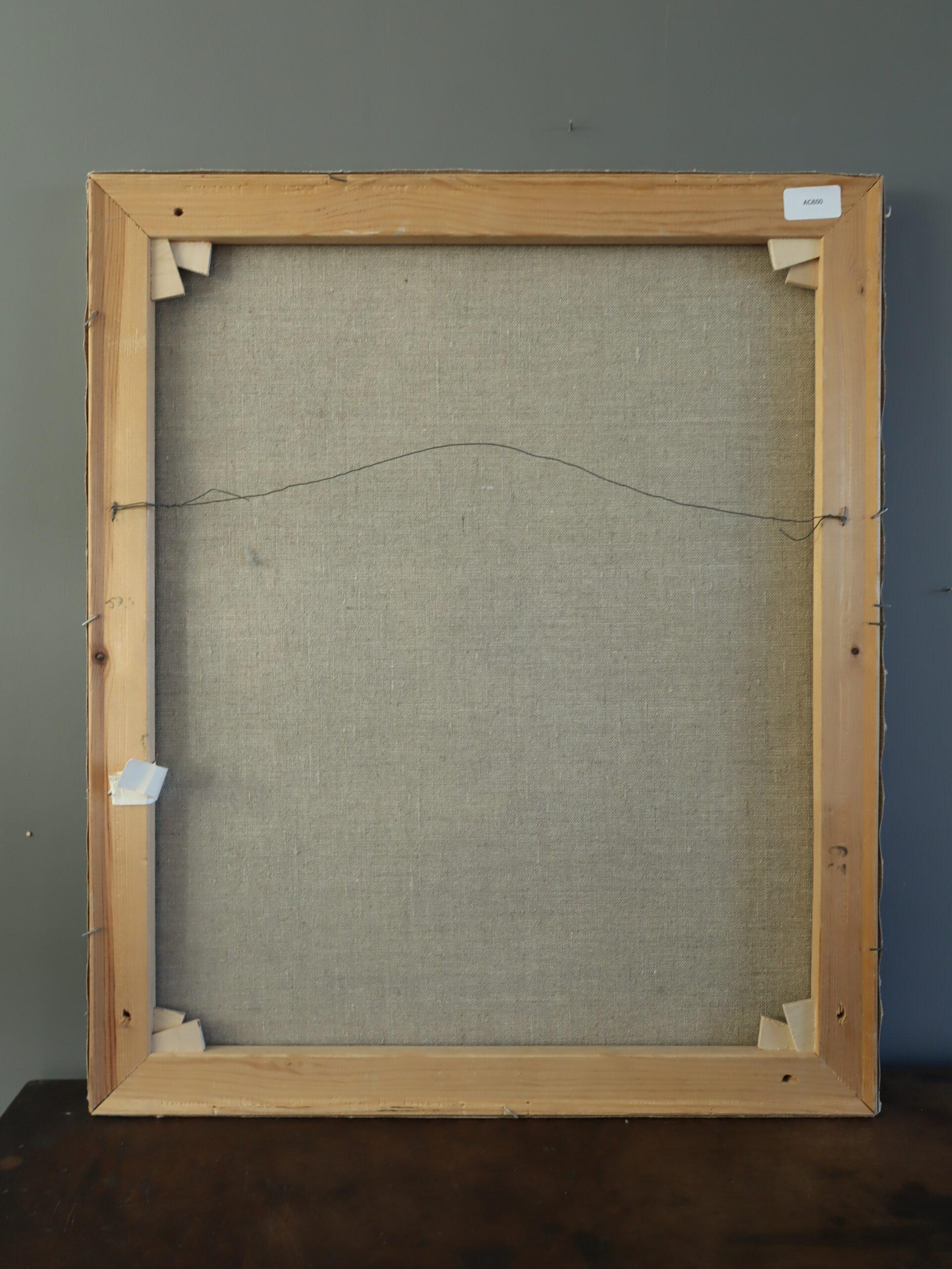 Mid Century Modern Swedish Geometric Abstract Oil Painting - Geometry in Grey im Angebot 8