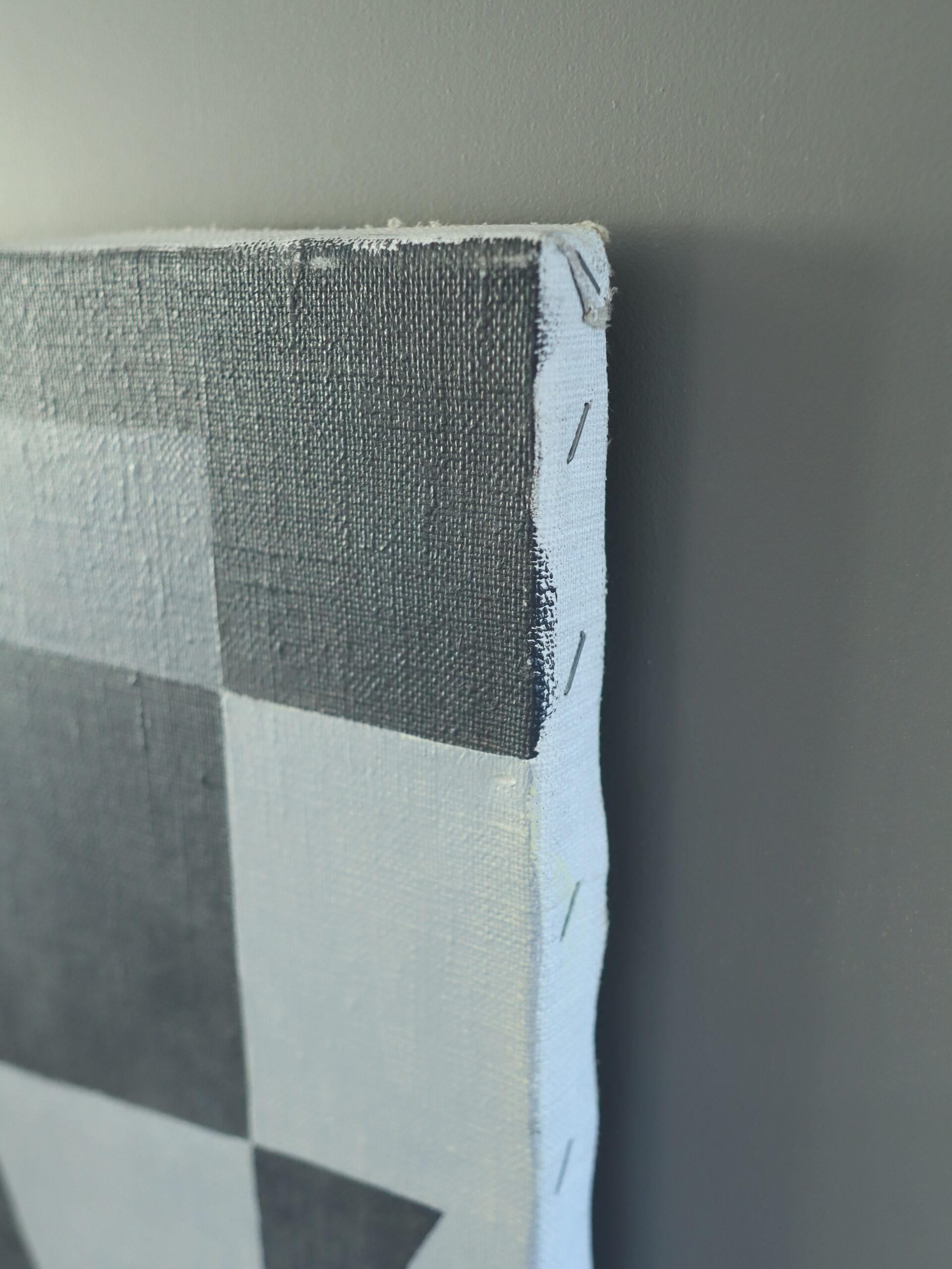 Mid Century Modern Swedish Geometric Abstract Oil Painting - Geometry in Grey im Angebot 2