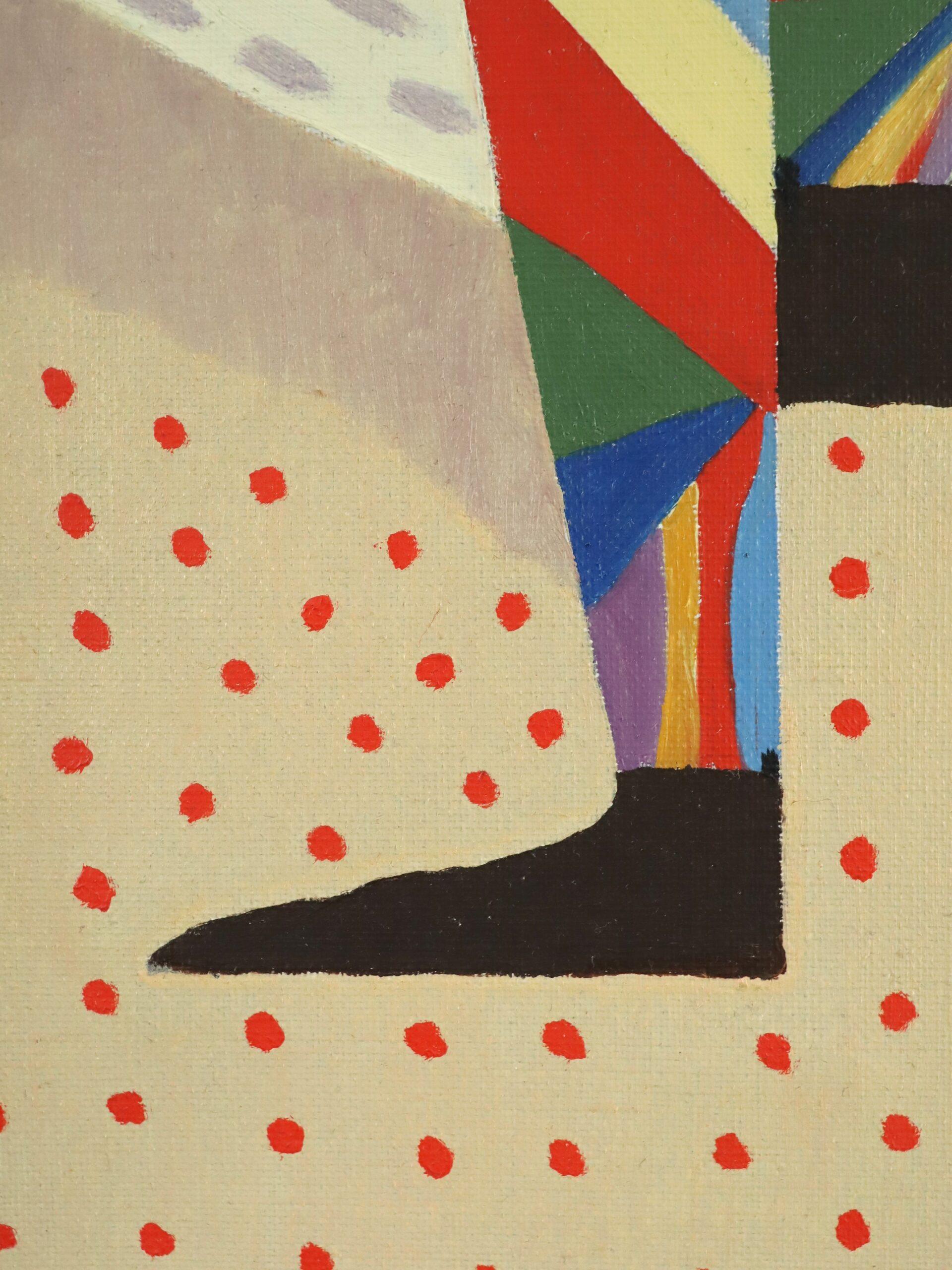 Mid Century Modernes Schwedisches Geometrisches Figuratives Ölgemälde - Der Gaukler im Angebot 7