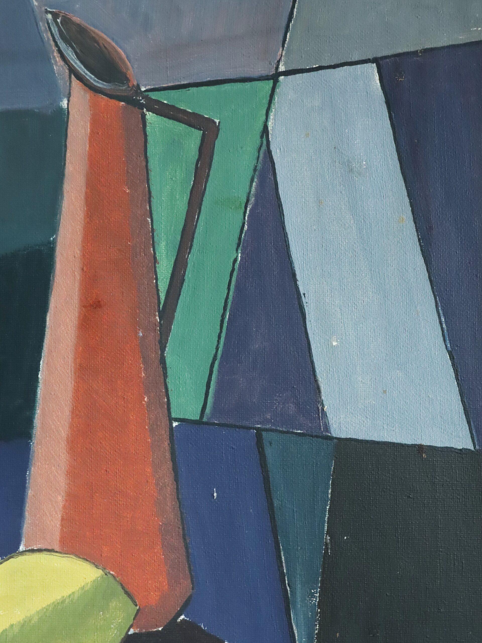 Peinture à l'huile géométrique suédoise du milieu du siècle dernier - Nature morte construite en vente 5