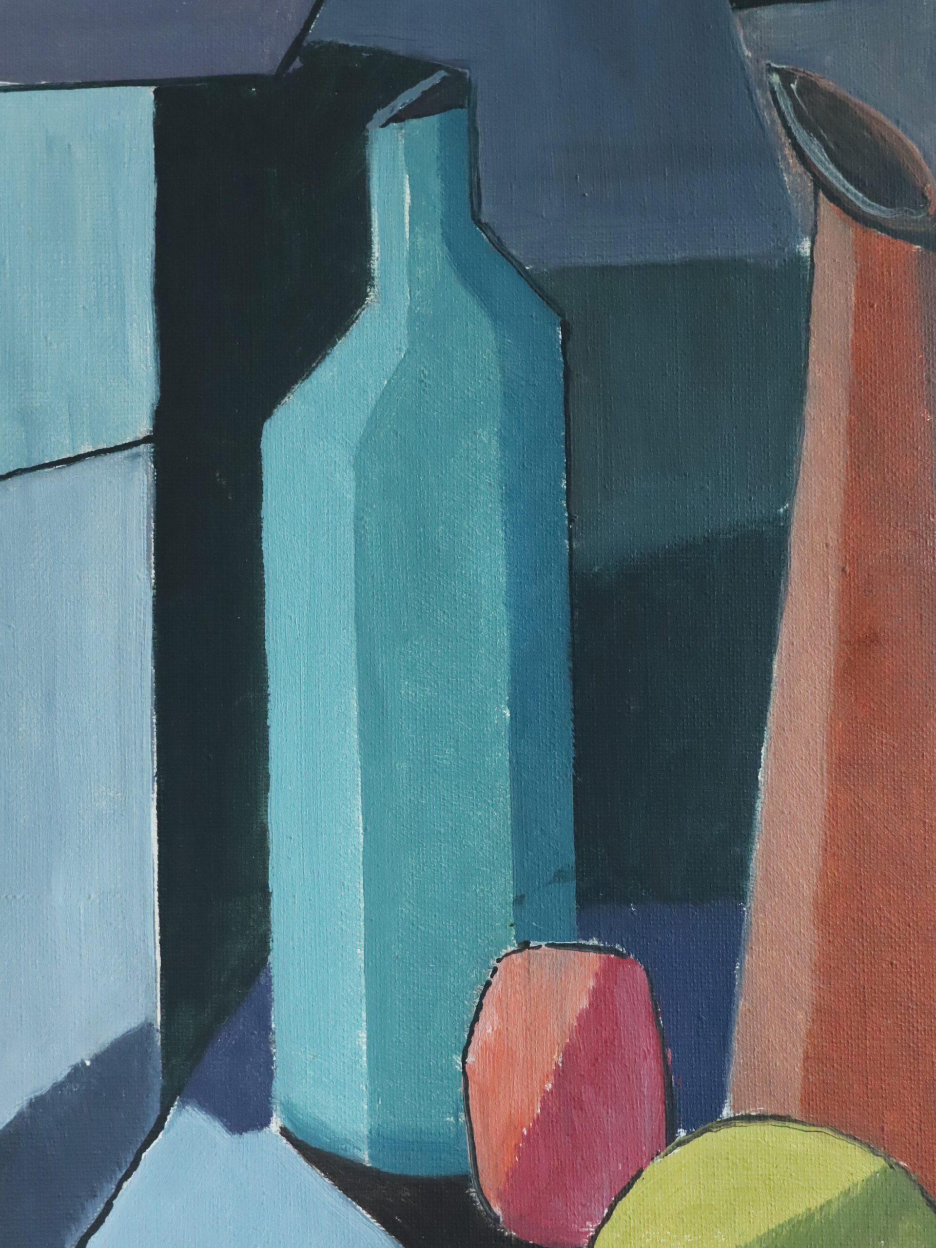 Peinture à l'huile géométrique suédoise du milieu du siècle dernier - Nature morte construite en vente 3