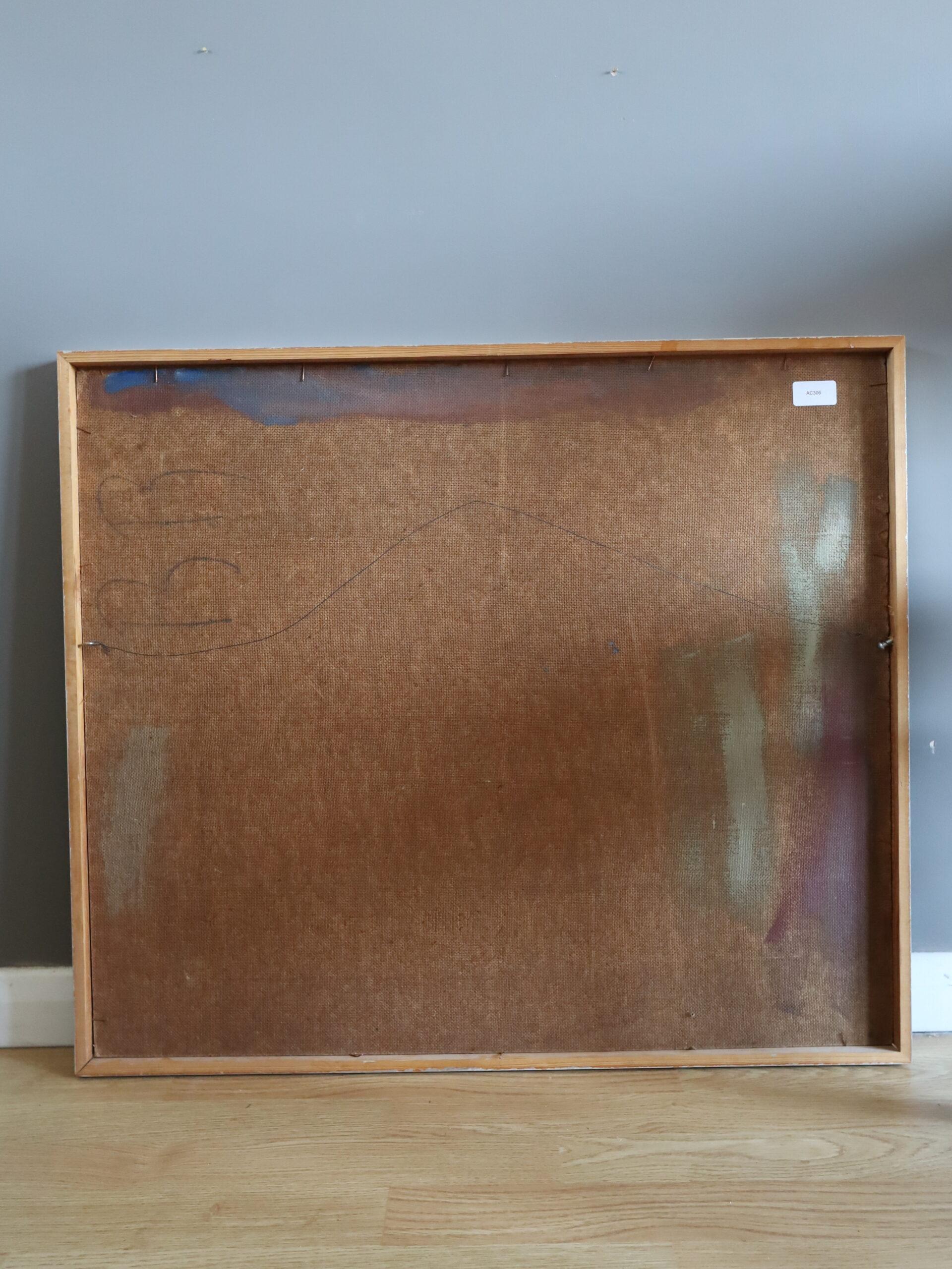 Pintura al óleo figurativa de interior sueca moderna de mediados de siglo - Hombre introspectivo en venta 7