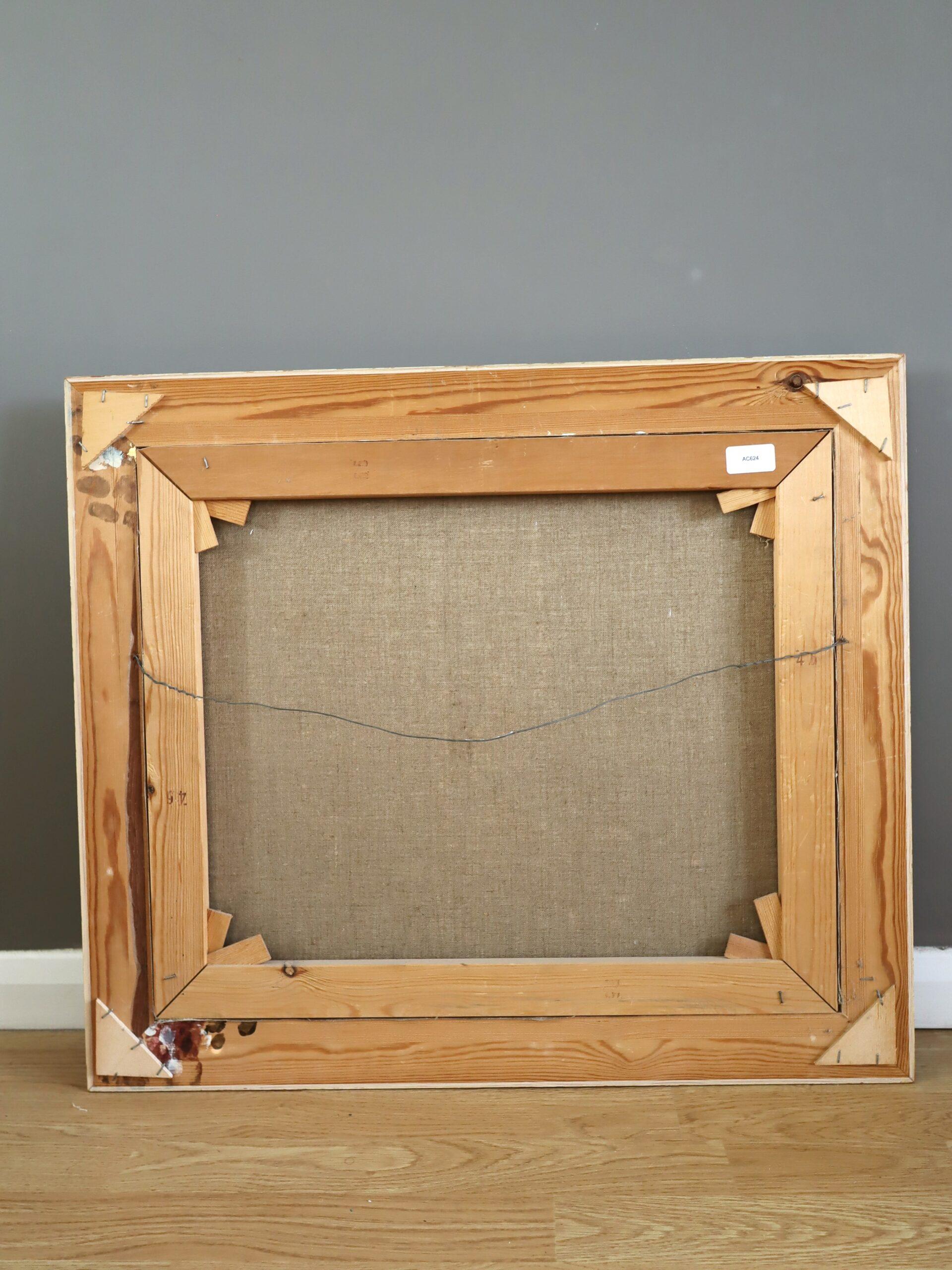 Schwedisches Interieur aus der Mitte des Jahrhunderts Figuratives Ölgemälde - Shared Moments im Angebot 8