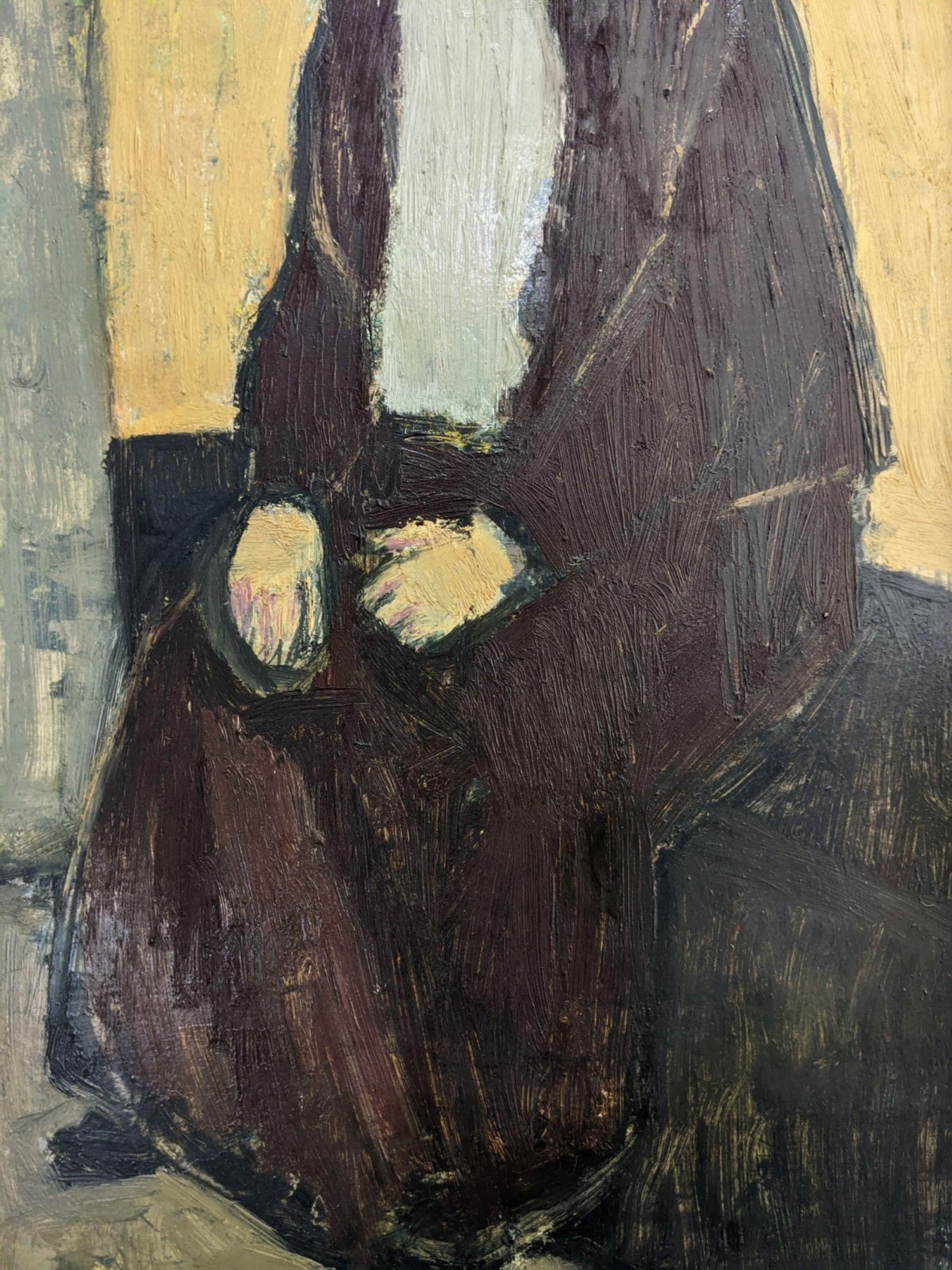 Retrato al óleo sueco de mediados de siglo 