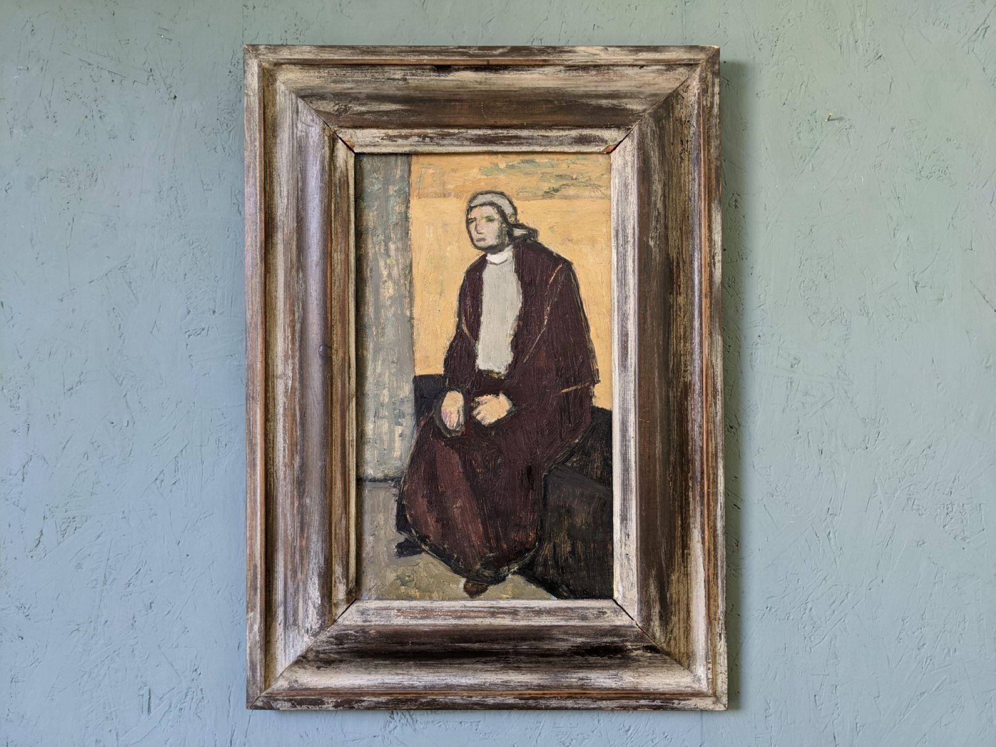 Retrato al óleo sueco de mediados de siglo 