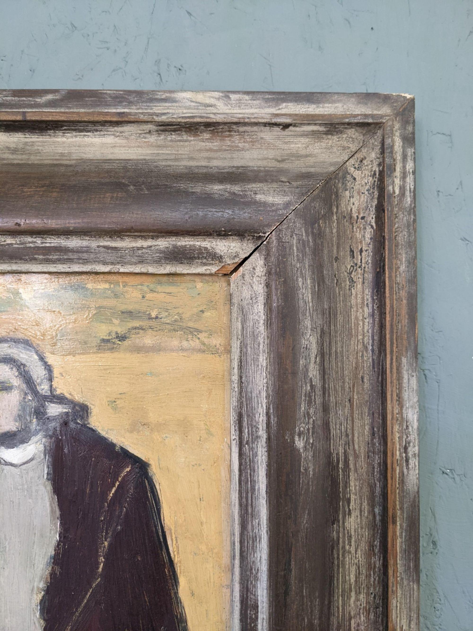 Retrato al óleo sueco de mediados de siglo 