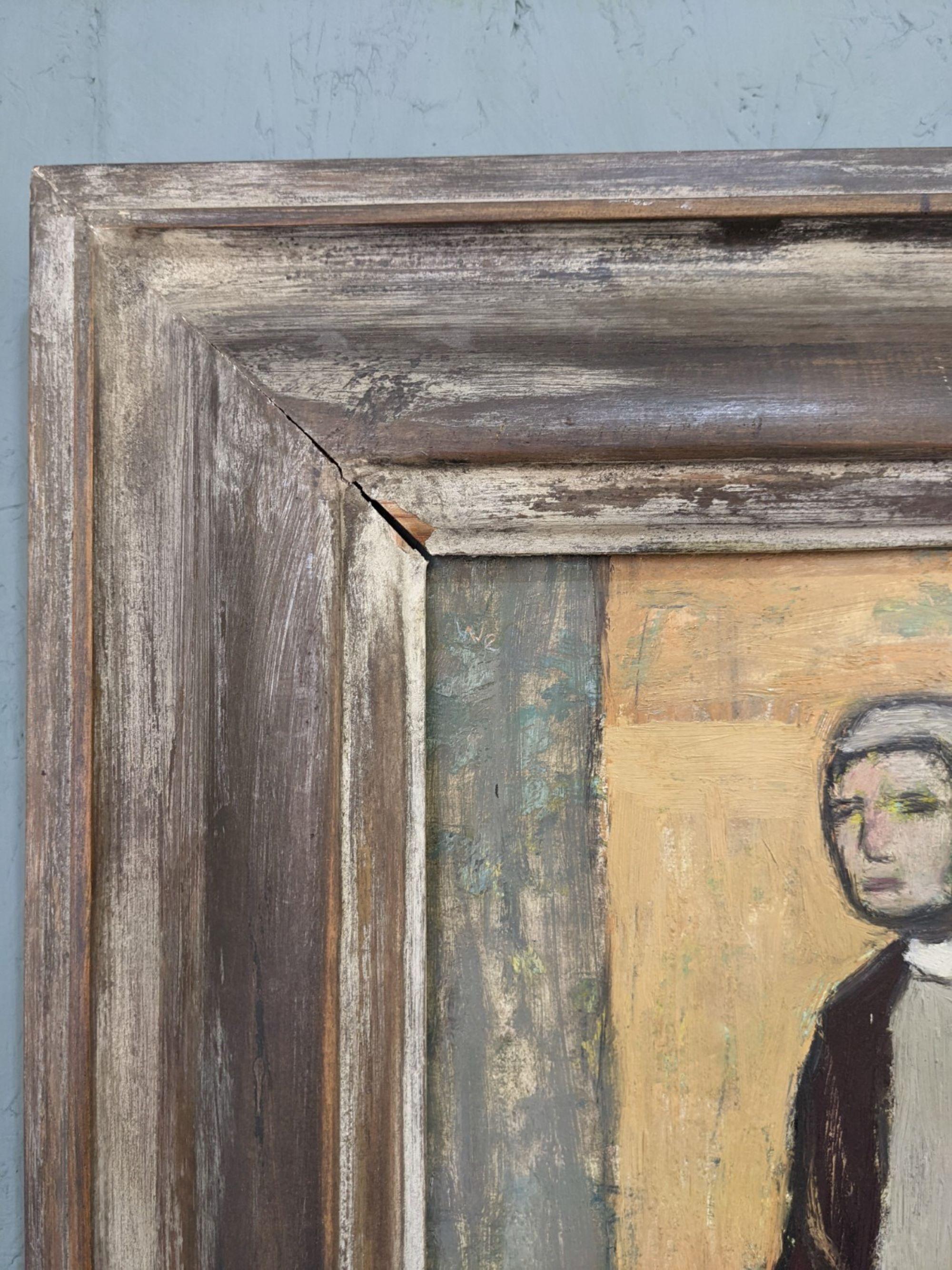 Retrato al óleo sueco de mediados de siglo 