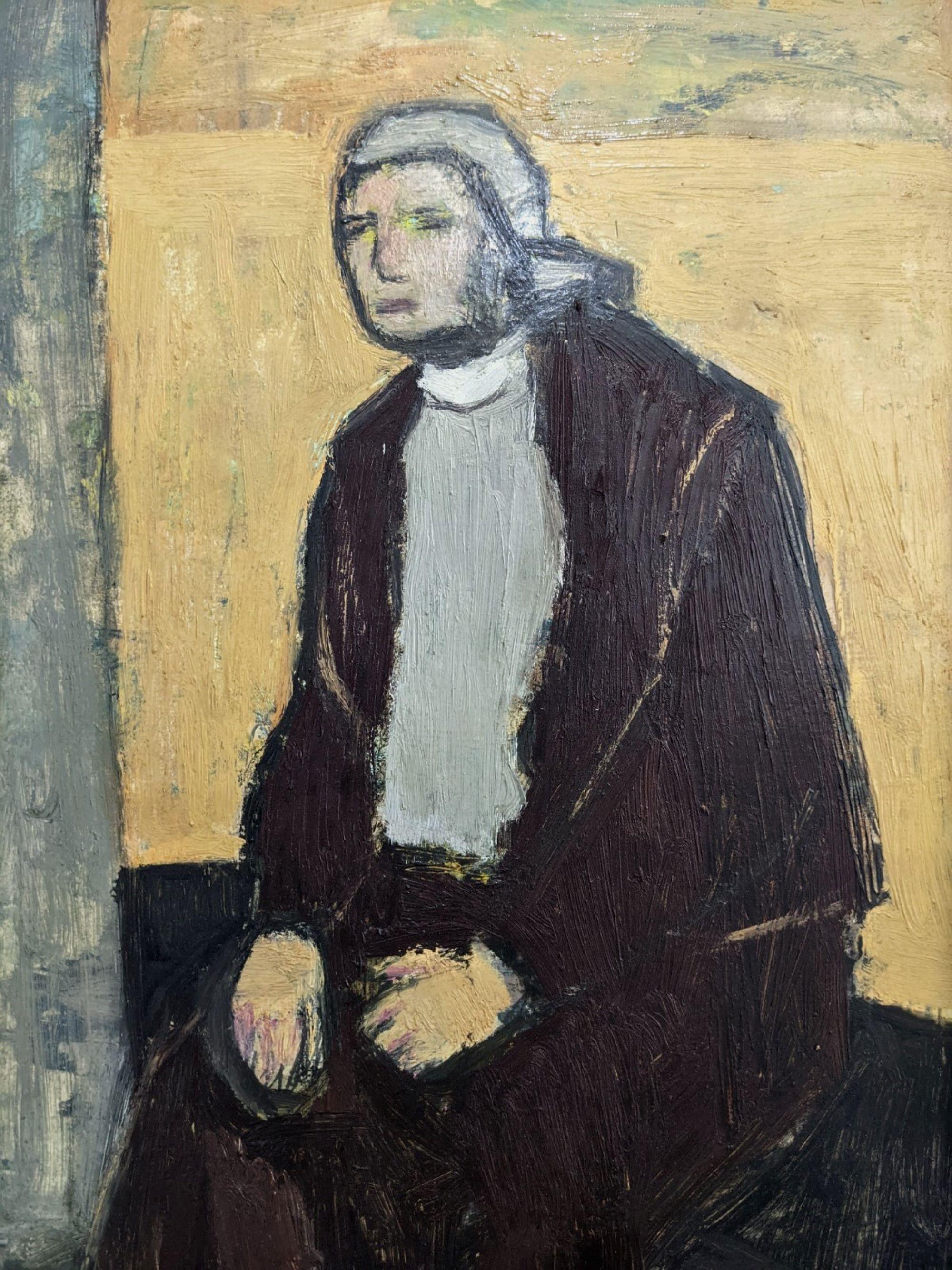 Retrato al óleo sueco de mediados de siglo 