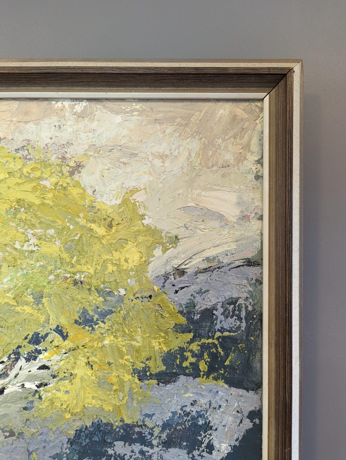 Mid-Century Modern Swedish Landscape Landscape Oil Painting - Yellow Trees 10