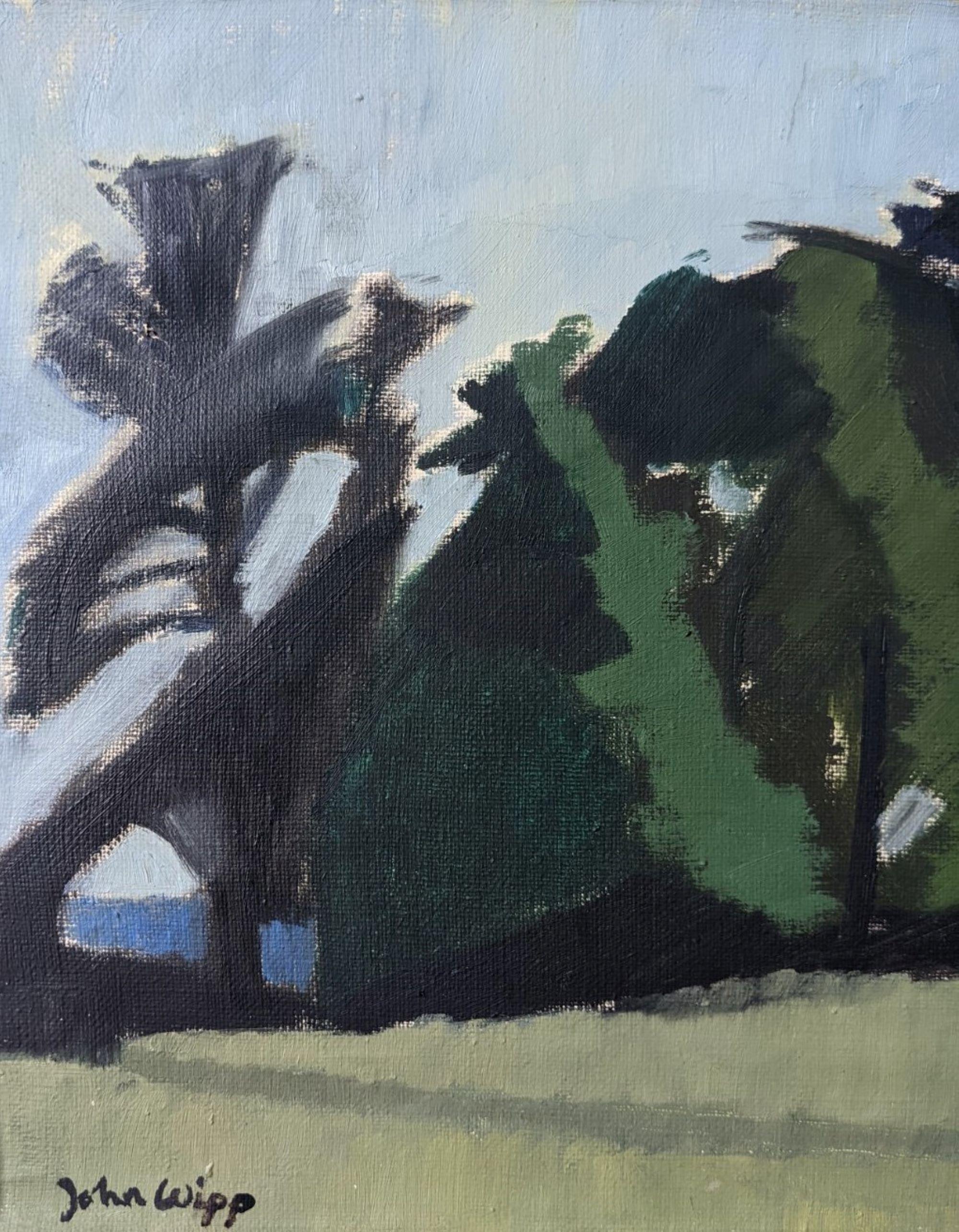 Mid-Century Modern Swedish Landscape Oil Painting, Framed - Coastal Trees 7