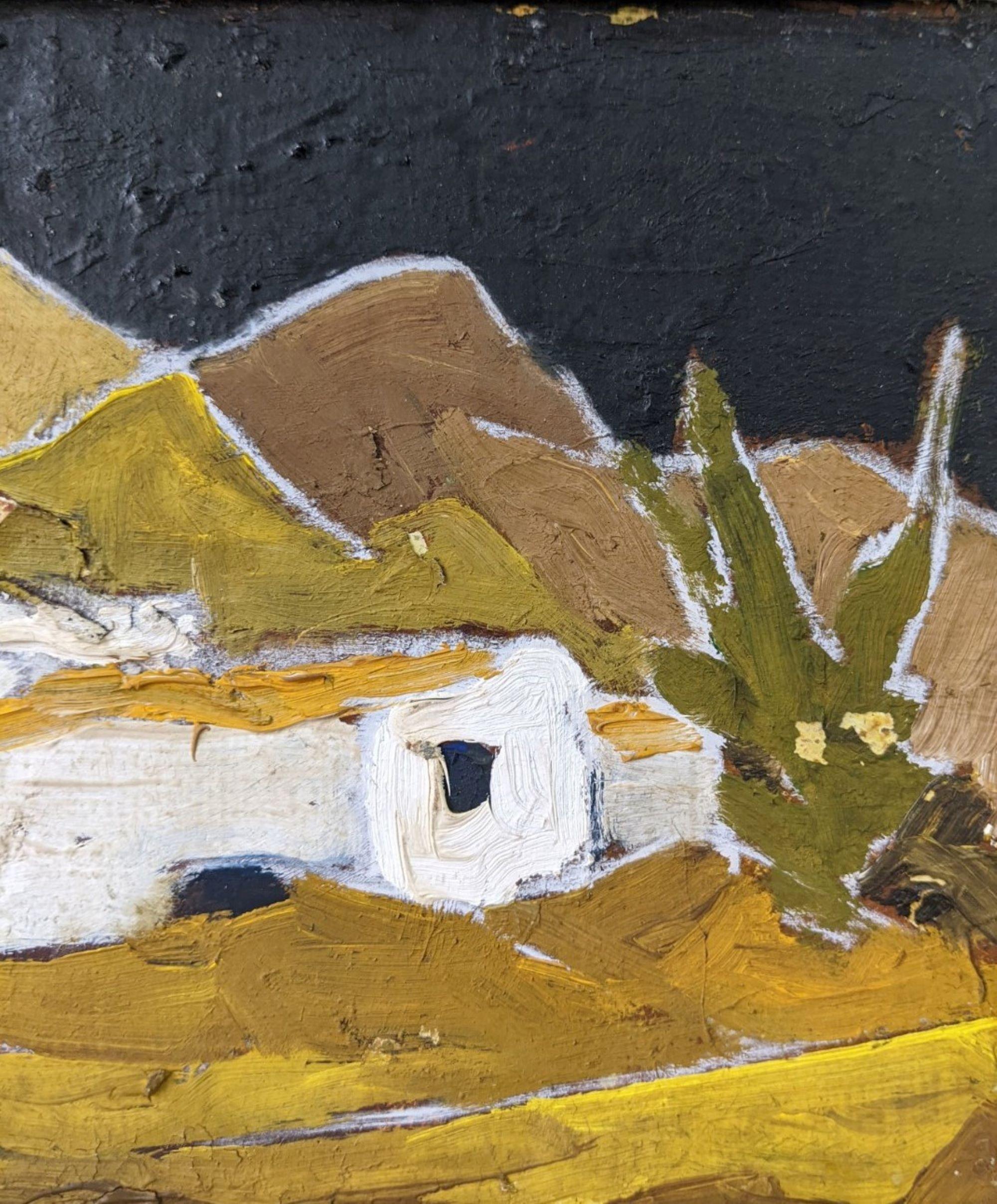 Peinture à l'huile de paysage suédois The Moderns, encadrée - White Village en vente 6