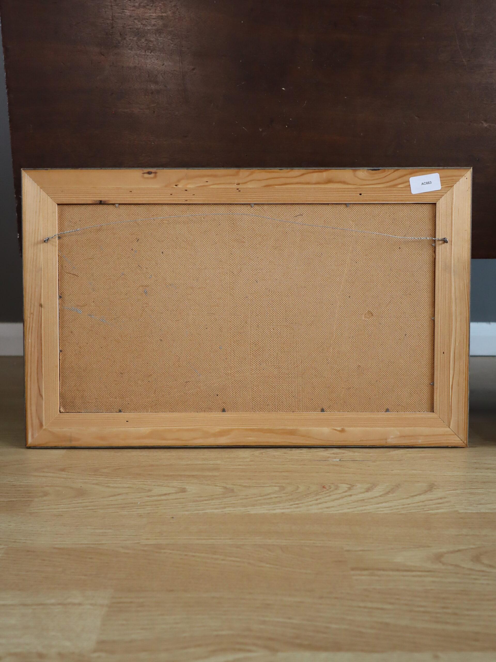 Mid Century Modern Swedish Landscape Oil Painting - View Over the Valley im Angebot 9