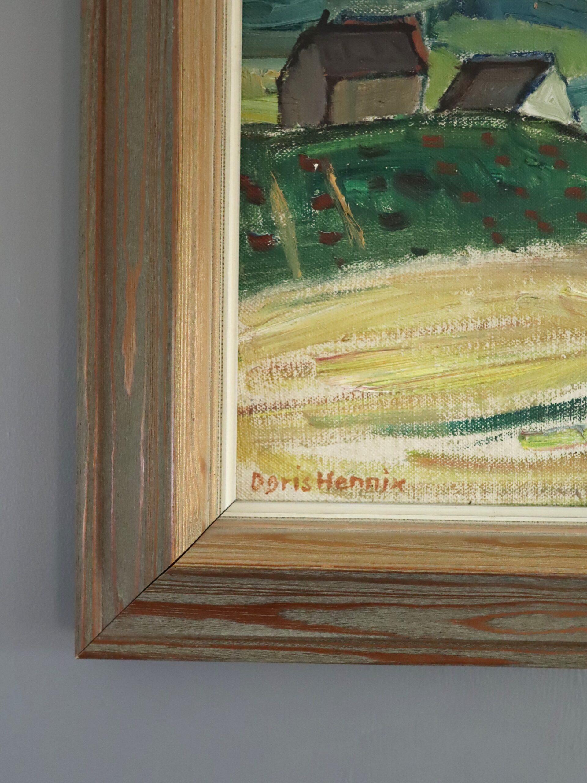 Mid Century Modern Swedish Landscape Oil Painting - View Over the Valley im Angebot 4