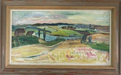 Mid Century Modern Swedish Landscape Oil Painting - View Over the Valley