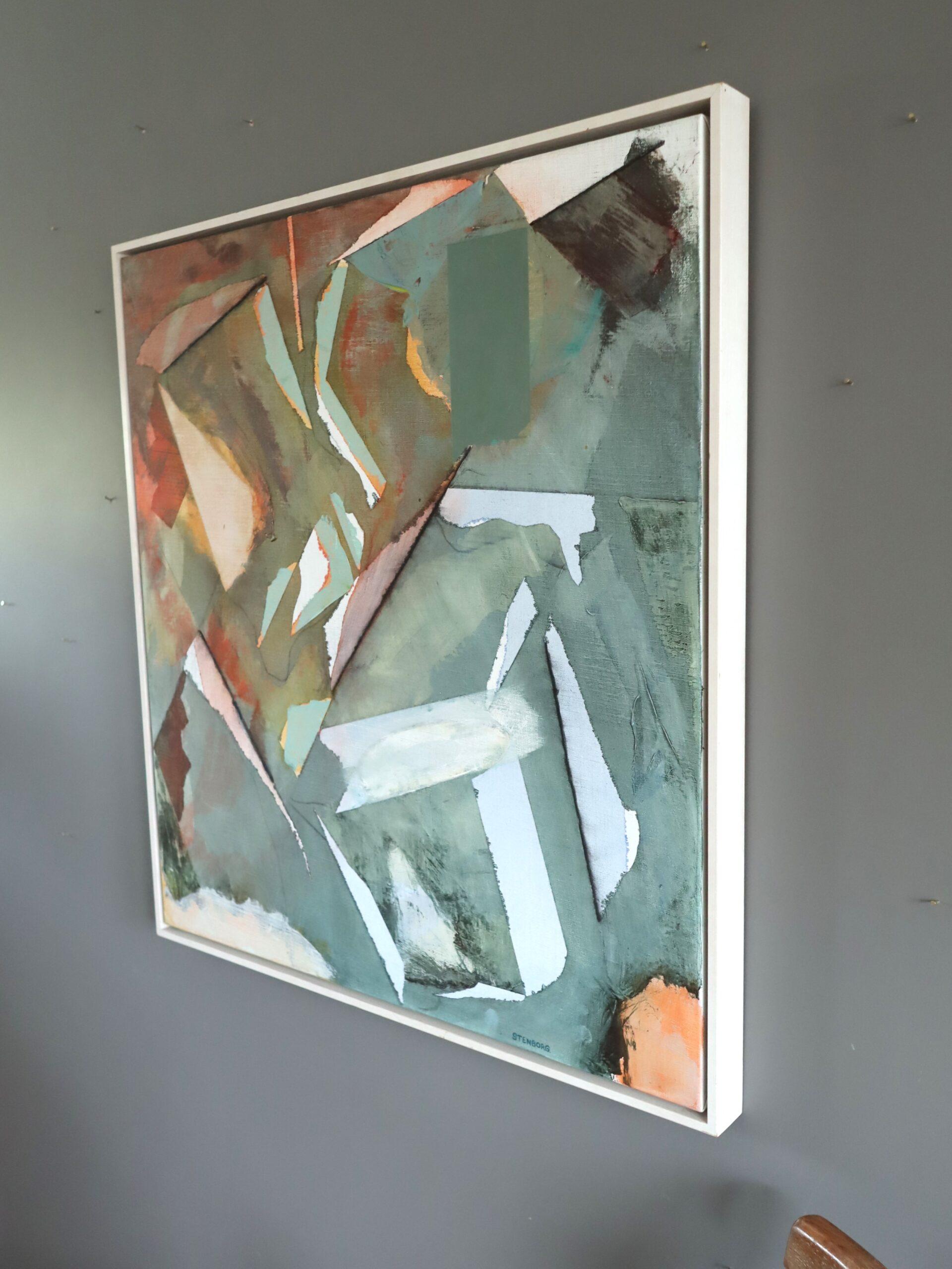 Schwedisches Original Abstraktes Ölgemälde in Mischtechnik, Mid-Century Modern, Interplay (Grau), Abstract Painting, von Unknown