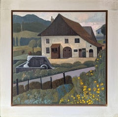Mid Century Modern Swedish Original Landscape Oil Painting - Countryside Home
