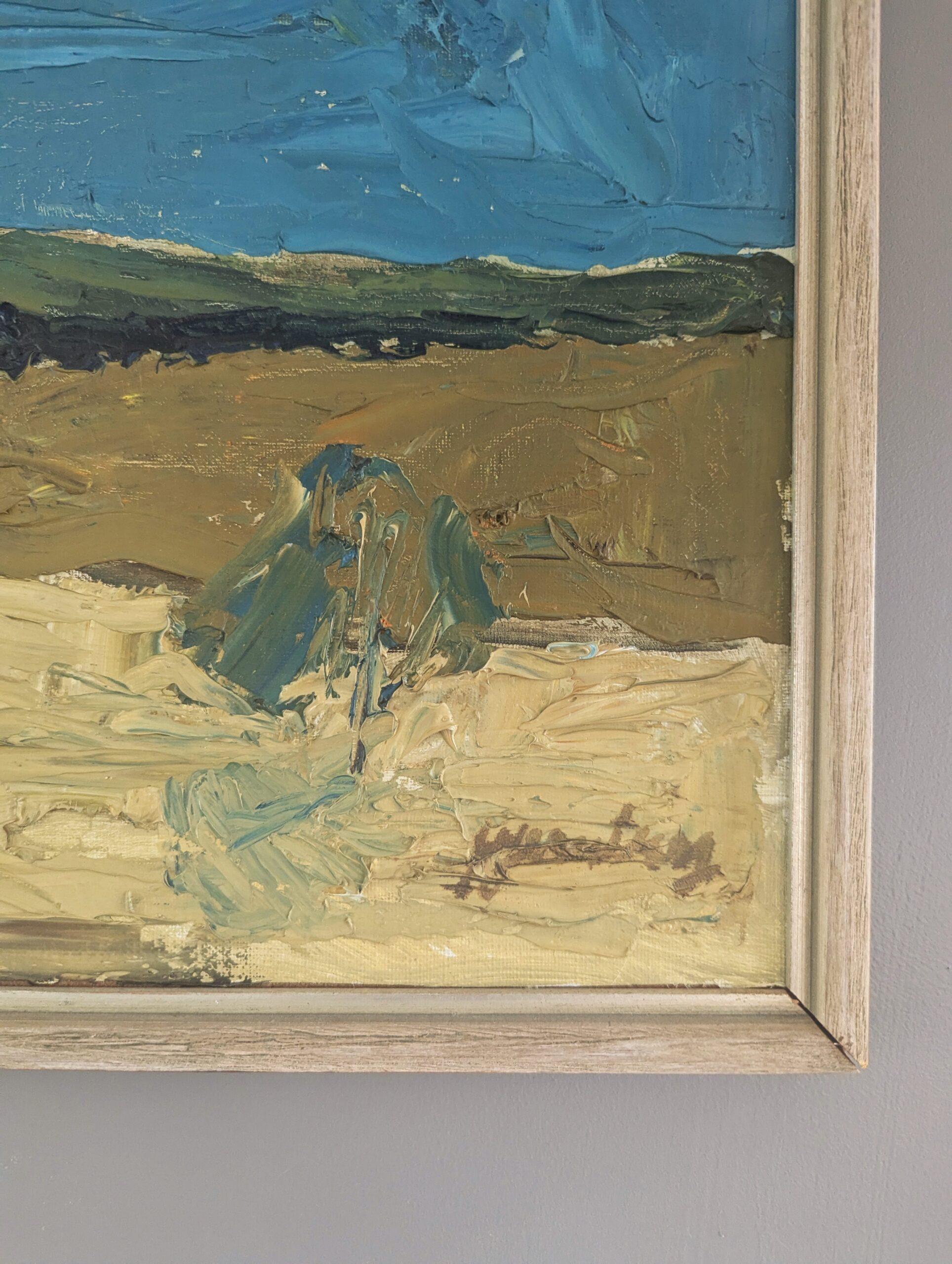 Mid Century Modern Swedish Original Landscape Oil Painting - Rural Terrain For Sale 4