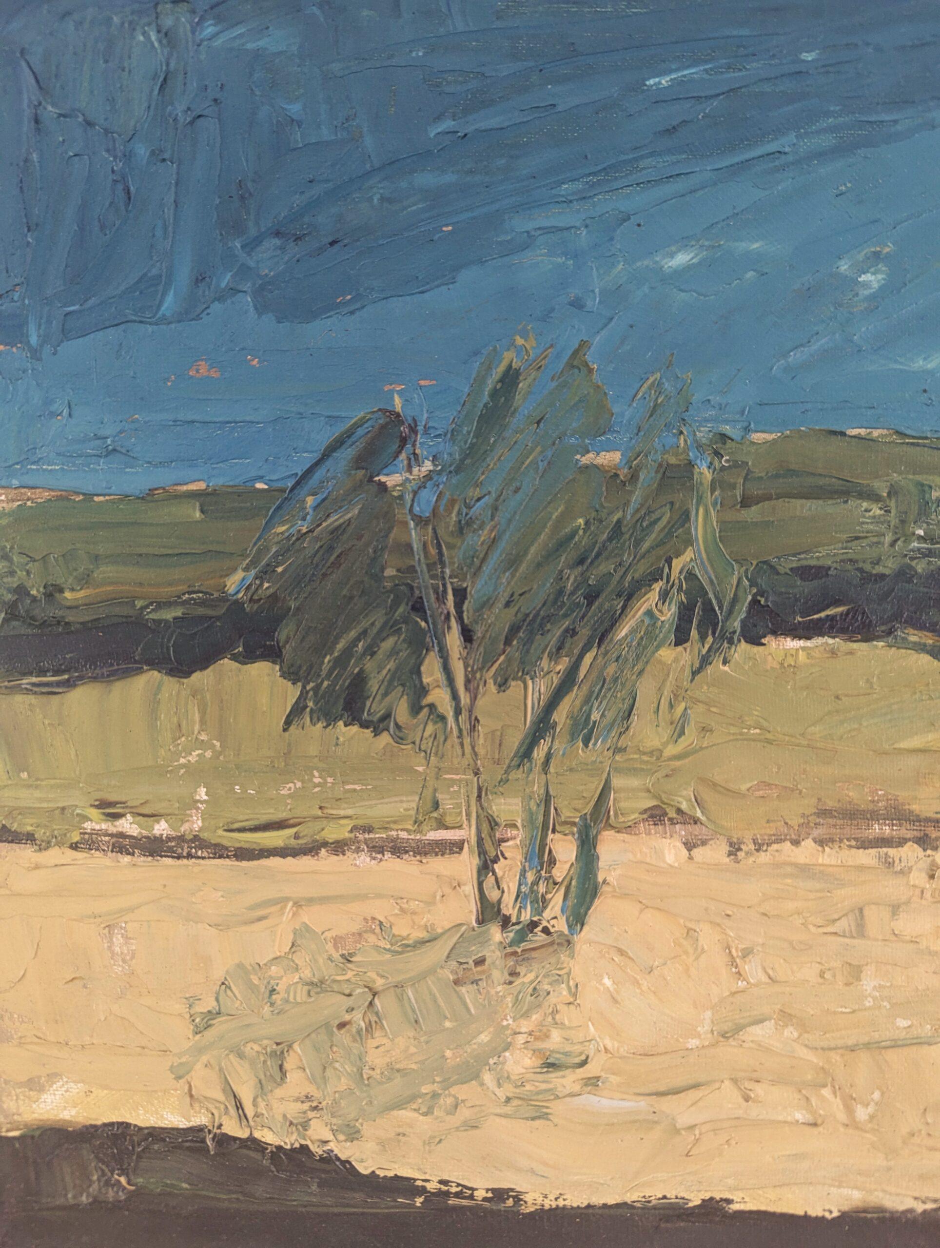 Mid Century Modern Swedish Original Landscape Oil Painting - Rural Terrain For Sale 5