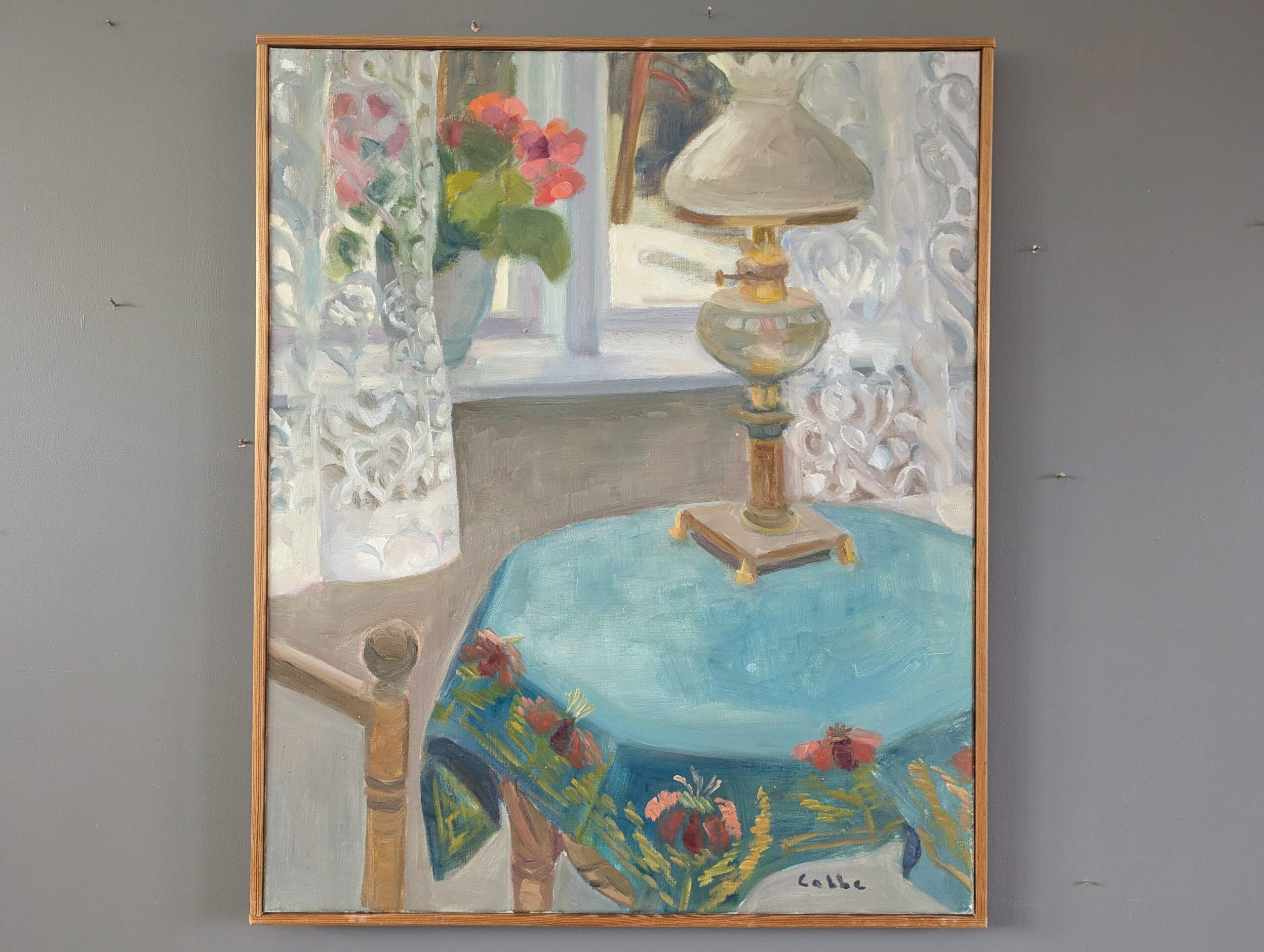 Modernes schwedisches Original-Stillleben-Ölgemälde aus der Jahrhundertmitte - Ein sanfter Nachmittag – Painting von Unknown