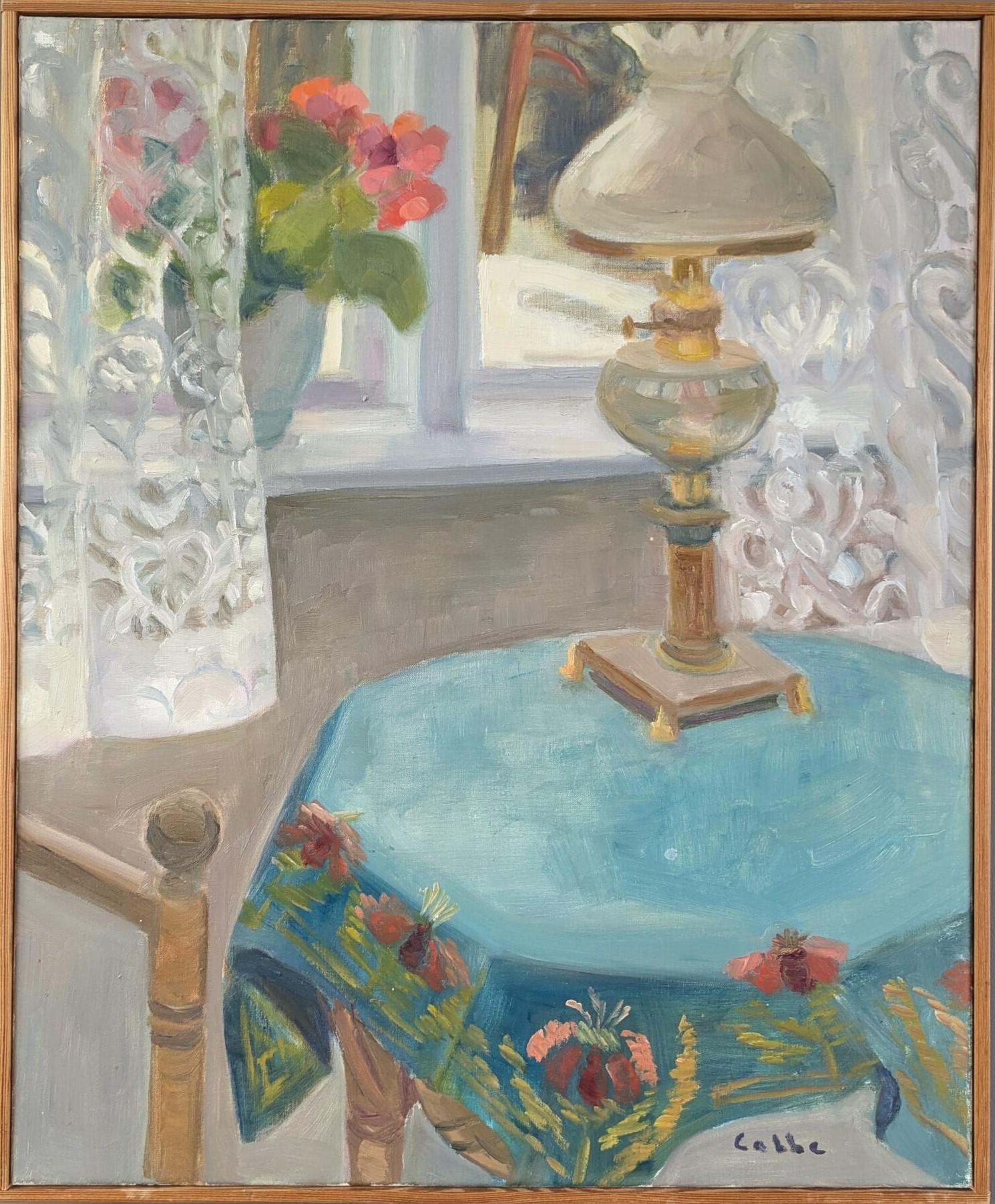 Unknown Still-Life Painting – Modernes schwedisches Original-Stillleben-Ölgemälde aus der Jahrhundertmitte - Ein sanfter Nachmittag