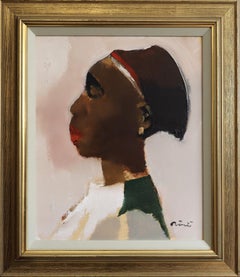 Mid Century Modern Swedish Portrait Figurative Oil Painting - The Quiet Within