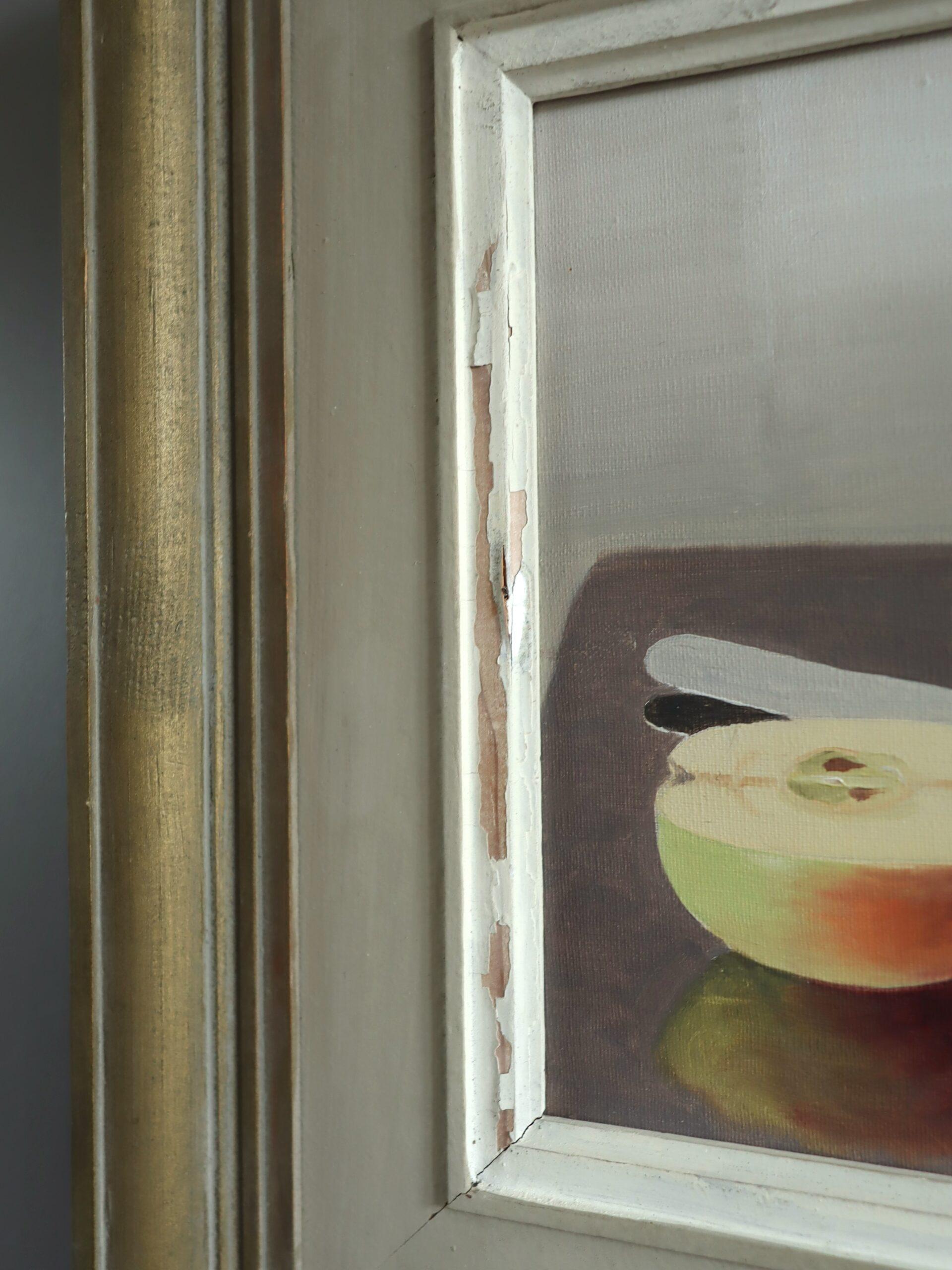 Mid Century Modern Schwedisch Realismus Stillleben Ölgemälde - Apfel Reflexion im Angebot 2