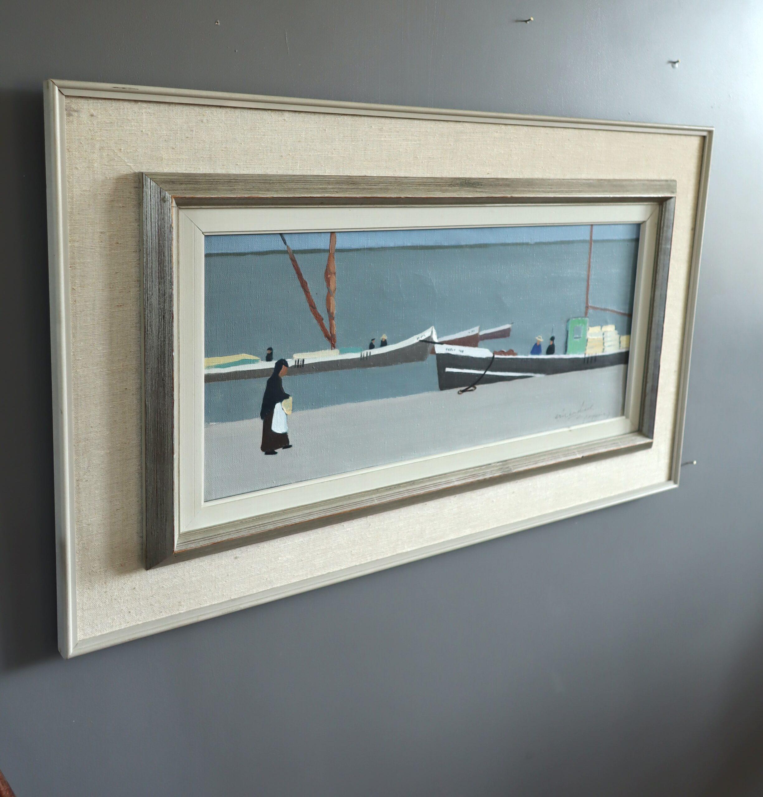 Mid Century Modern Swedish Seascape Oil Painting - Still Waters, Quiet Shore For Sale 1