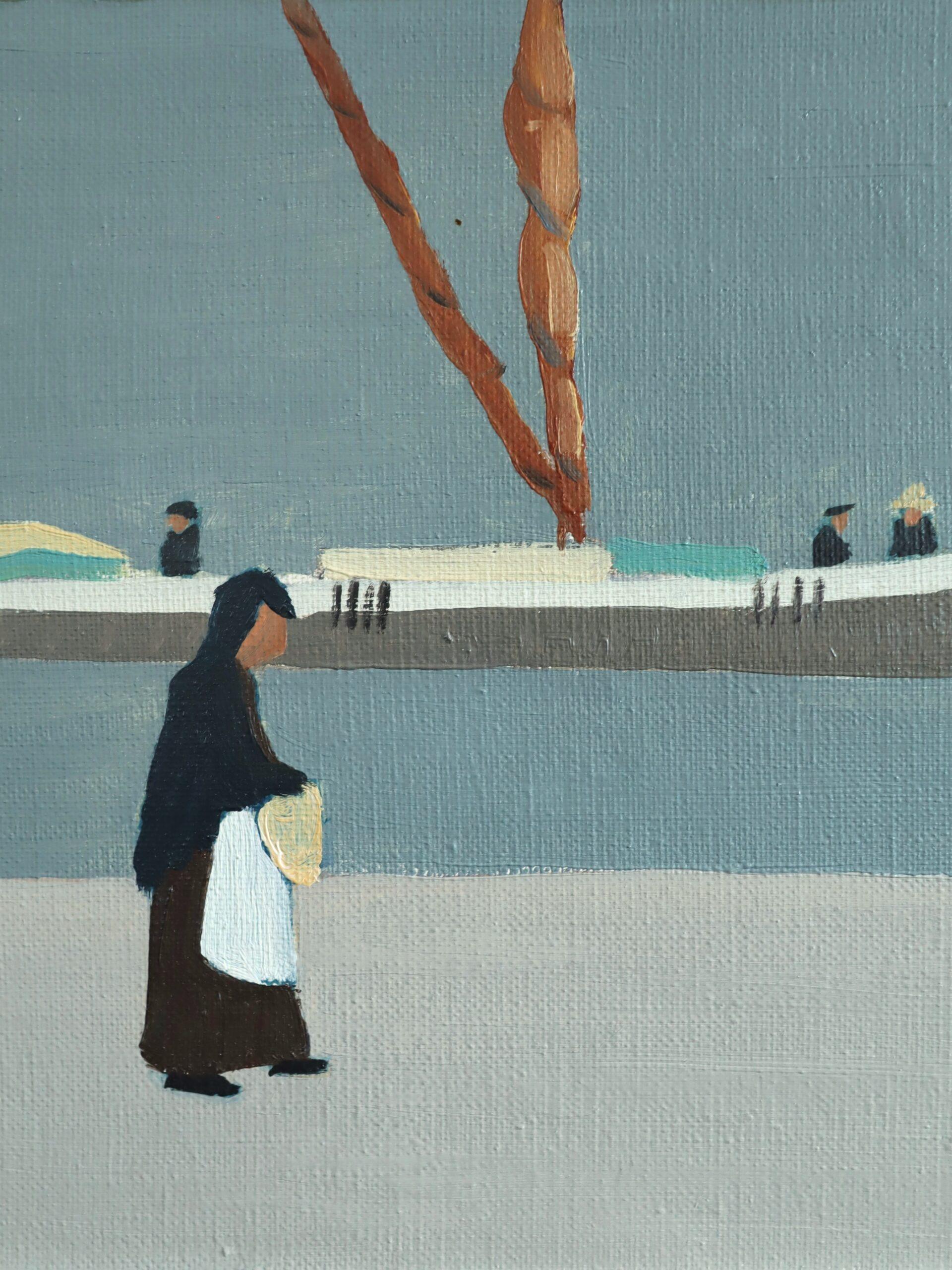 Mid Century Modern Swedish Seascape Oil Painting - Still Waters, Quiet Shore For Sale 5