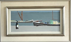 Mid Century Modern Swedish Seascape Oil Painting - Still Waters, Quiet Shore