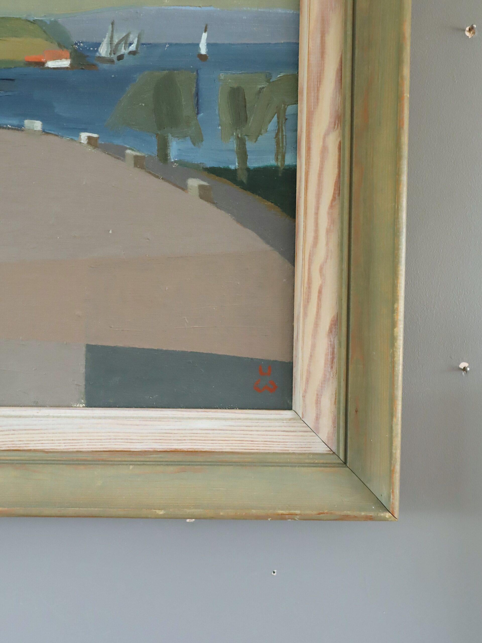 Schwedische halb-abstrakte Landschaft, Ölgemälde, Mid-Century Modern, Modern im Angebot 2