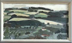 Peinture à l'huile de paysage semi-abstrait suédois du milieu du siècle dernier - Rolle Green
