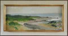 Mid Century Modern Swedish Serene Landscape Oil Painting - Misty Shoreline